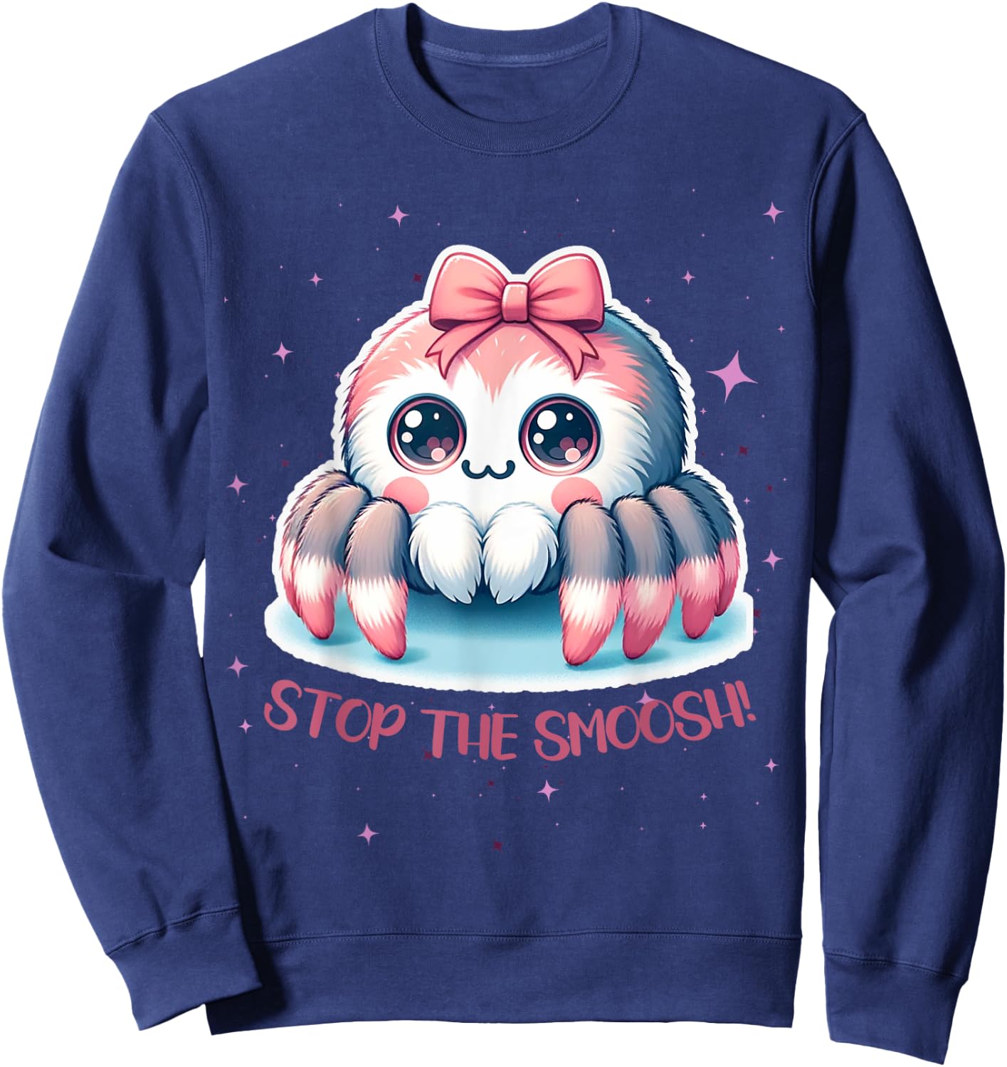 Jumping Spider Stop the Smoosh Cute Humorous Sweatshirt - Sweatshirt | Navy