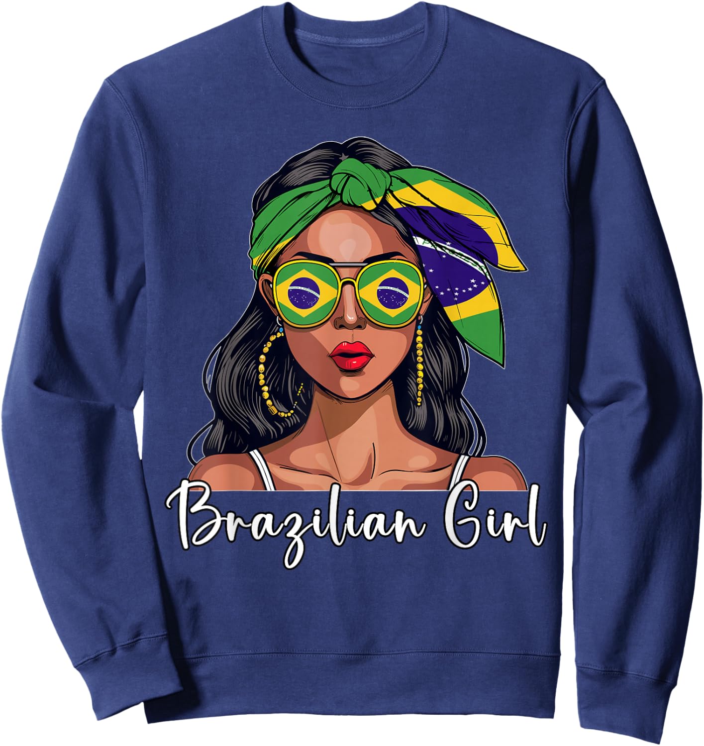 Brazilian Souvenirs Products Woman Flag Girl Brasil Sweatshirt - Sweatshirt | Navy