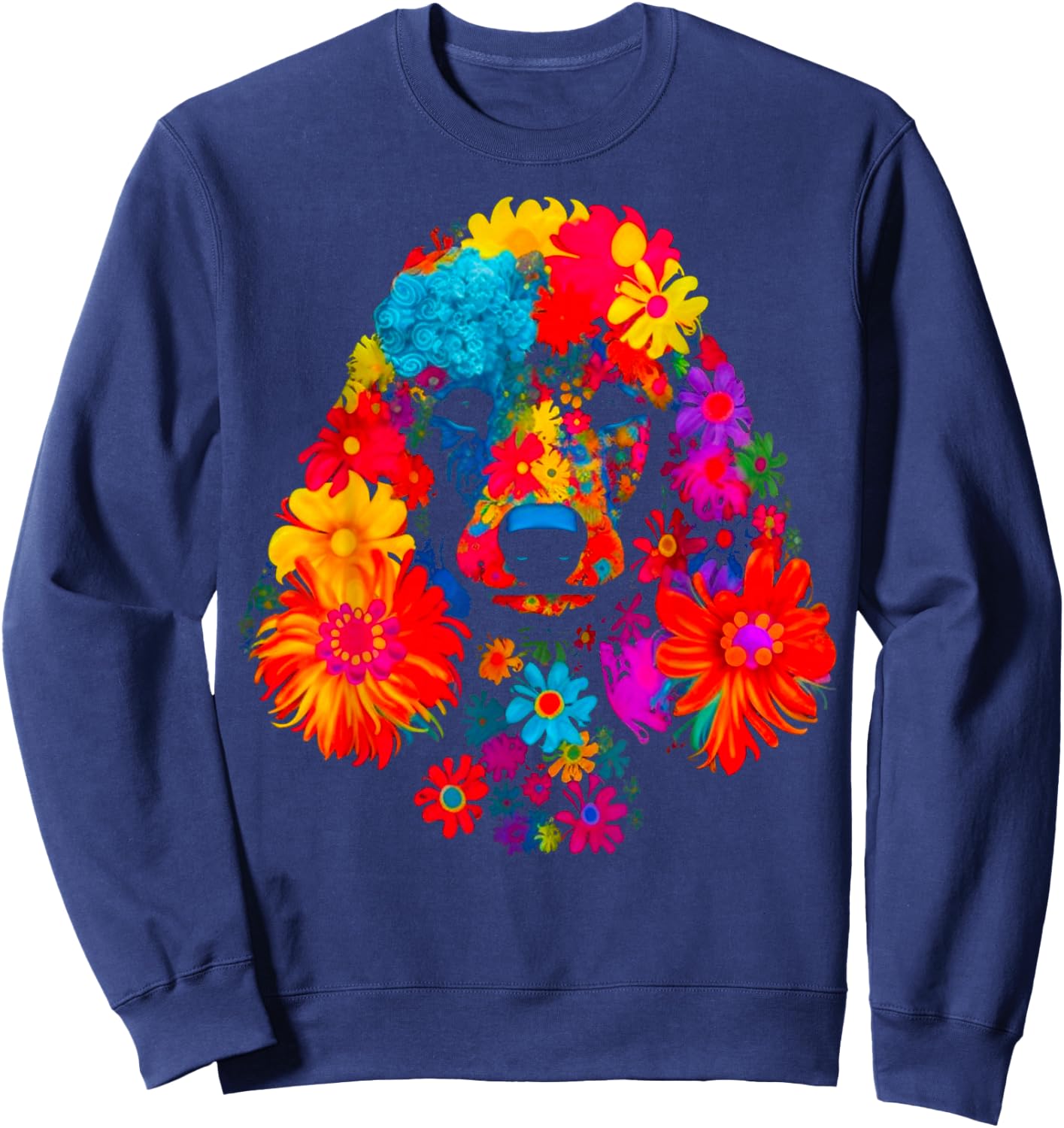 Pop Art Design Poodle Dog Flower Sweatshirt - Sweatshirt | Navy