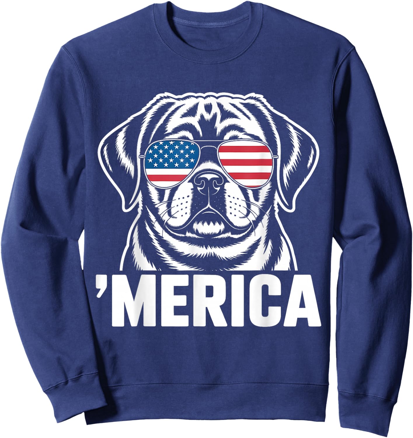 Patriotic USA American Flag 4th of July Puggle Sweatshirt - Sweatshirt | Navy