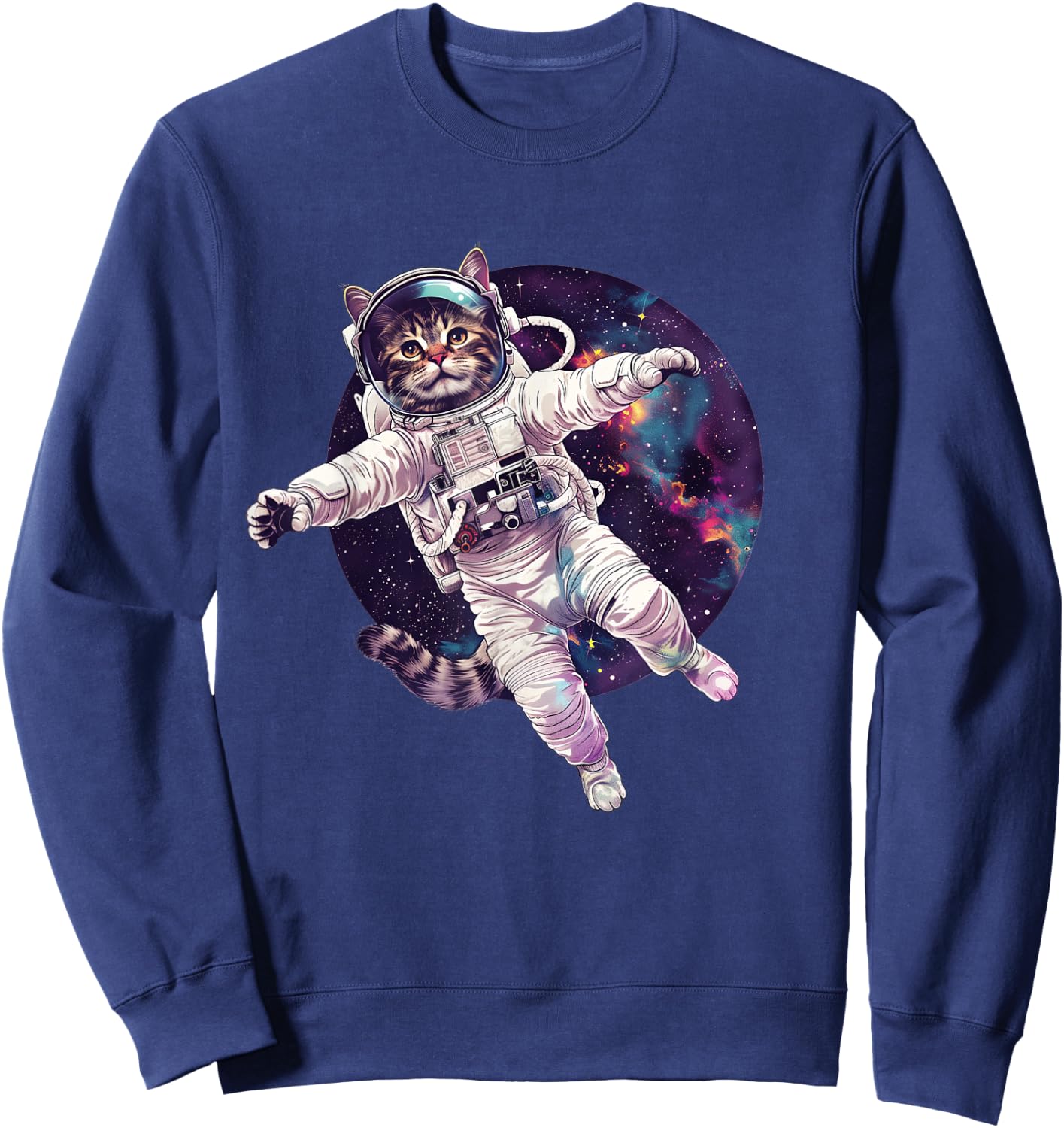 Funny Cat Astronaut in Space Sweatshirt - Sweatshirt | Navy