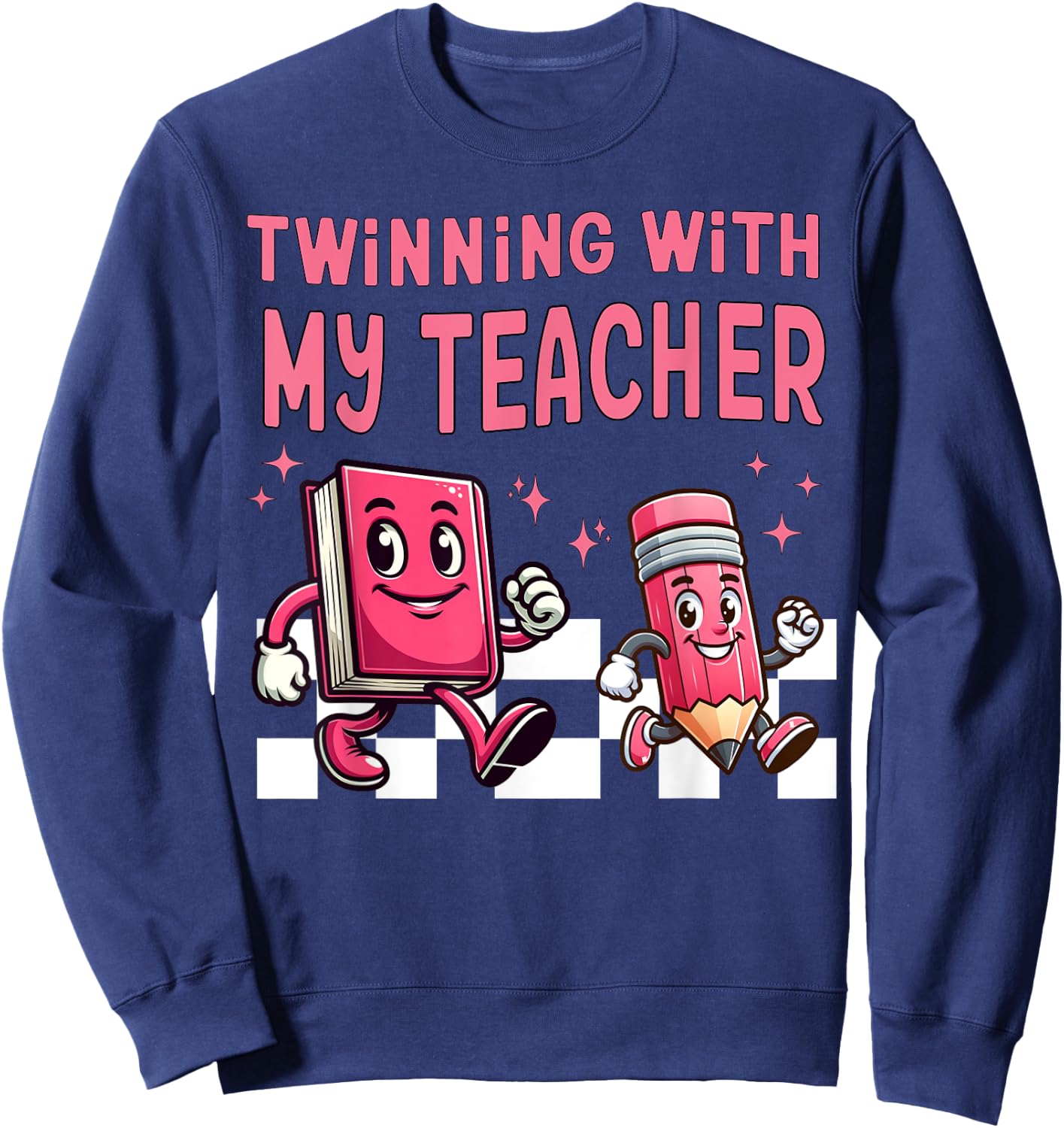 Twinning With My Teacher Para Matching Paraprofessional 70s Men Women Sweatshirt - Sweatshirt | Navy