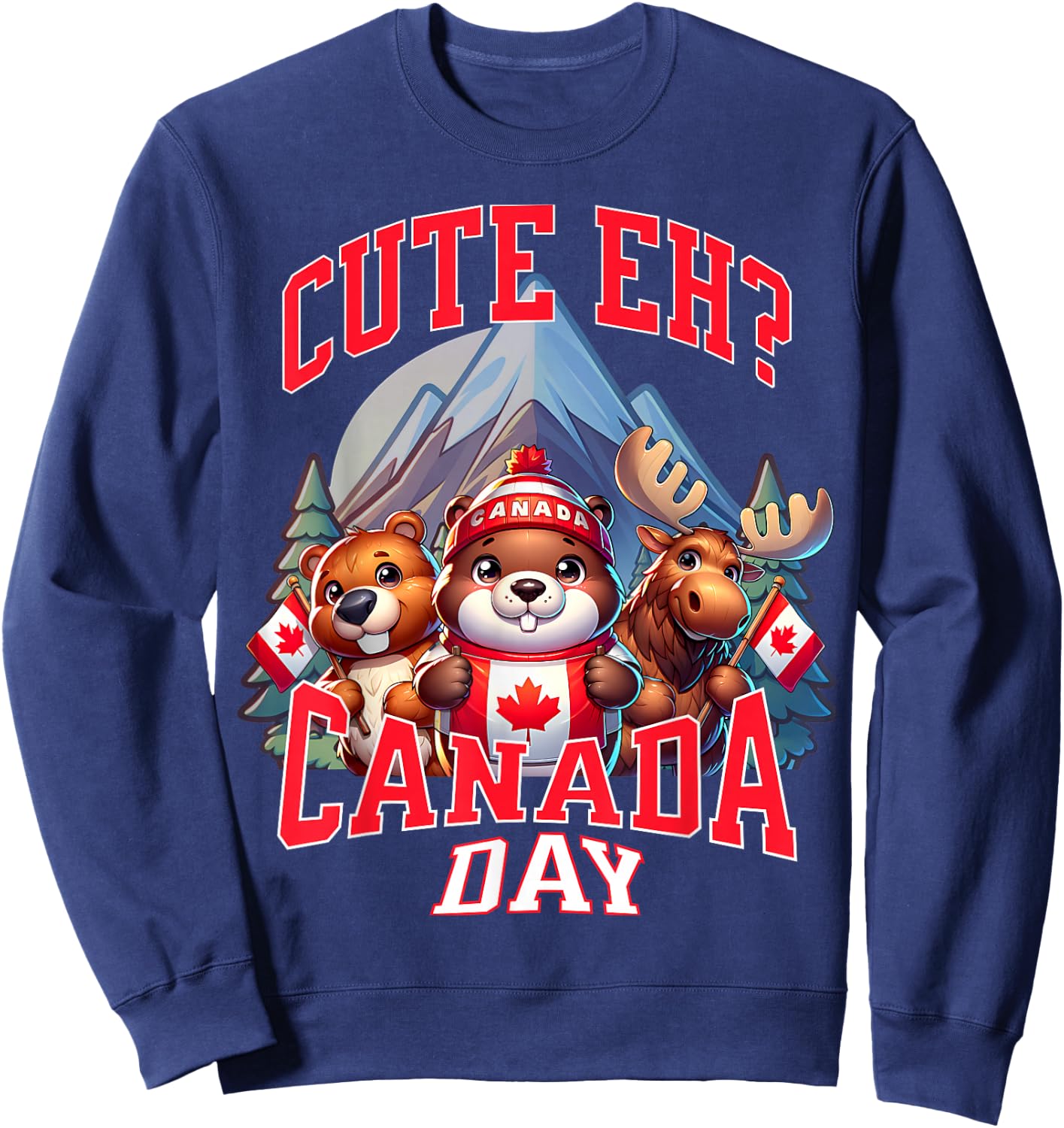 Cute Eh Happy Canada day Flag for Boys girls Kids Toddler Sweatshirt - Sweatshirt | Navy