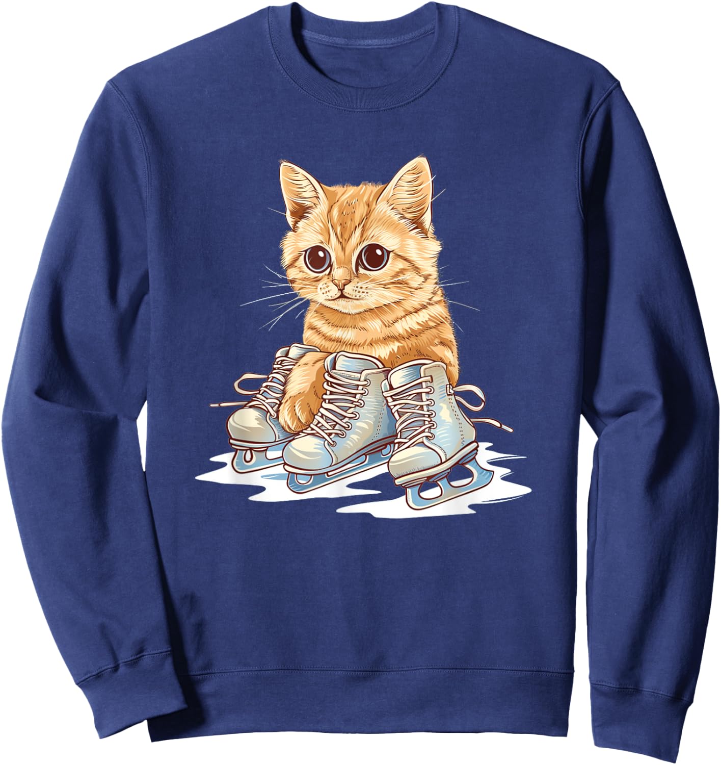Ice skating Shoes and cute Cat Outfit Men Women Kids Sweatshirt - Sweatshirt | Navy