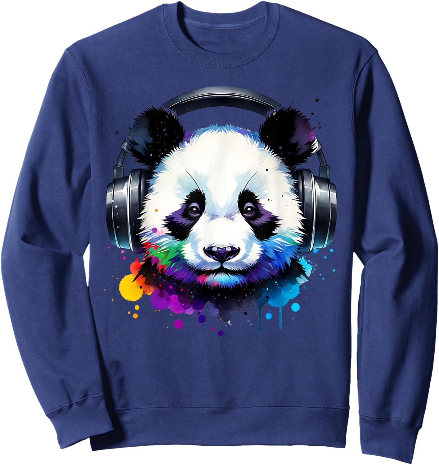 Panda With Headphones Sweatshirt - Sweatshirt | Navy