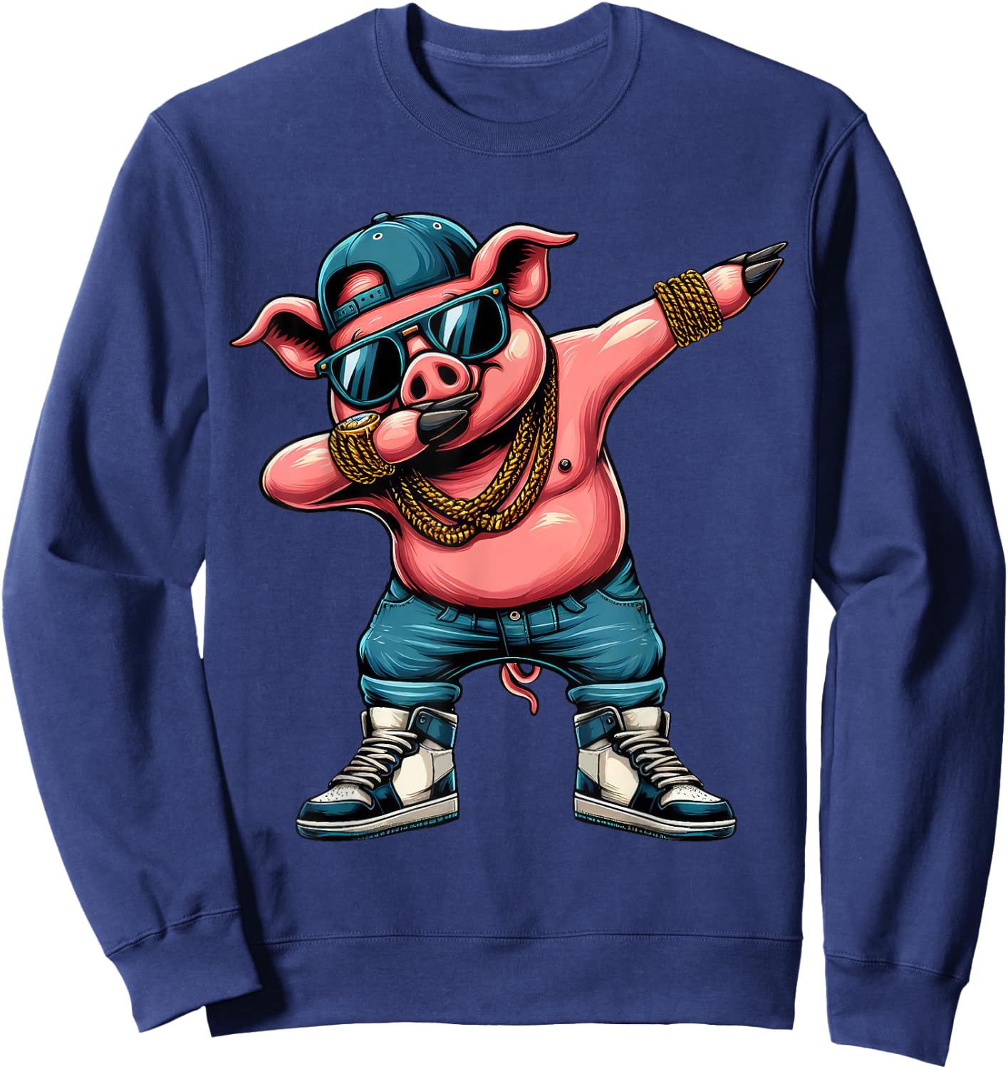 Dabbing Pig Funny Pig Dab Dance Boys Girls Kids Sweatshirt - Sweatshirt | Navy