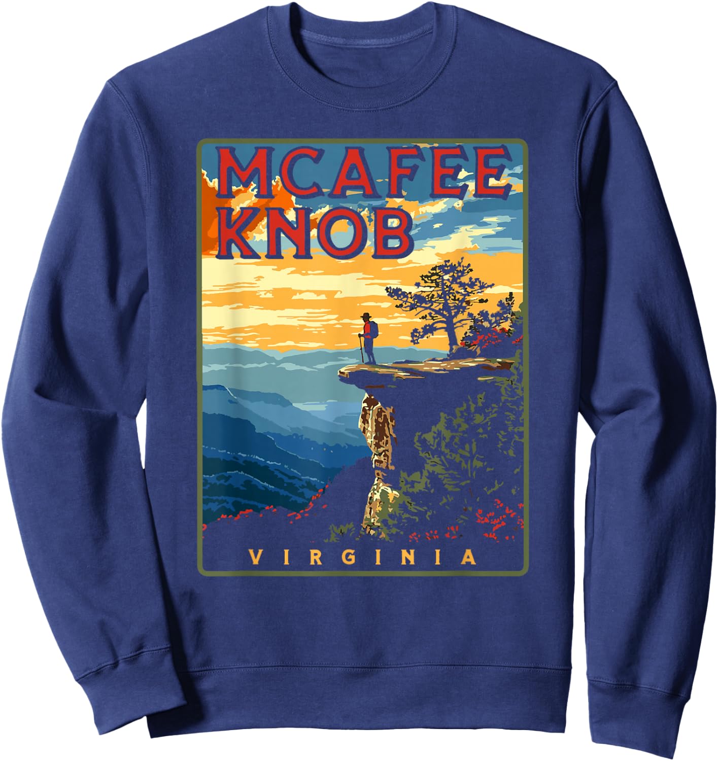 McAfee Knob Roanoke Virginia Appalachian Trail Sweatshirt - Sweatshirt | Navy