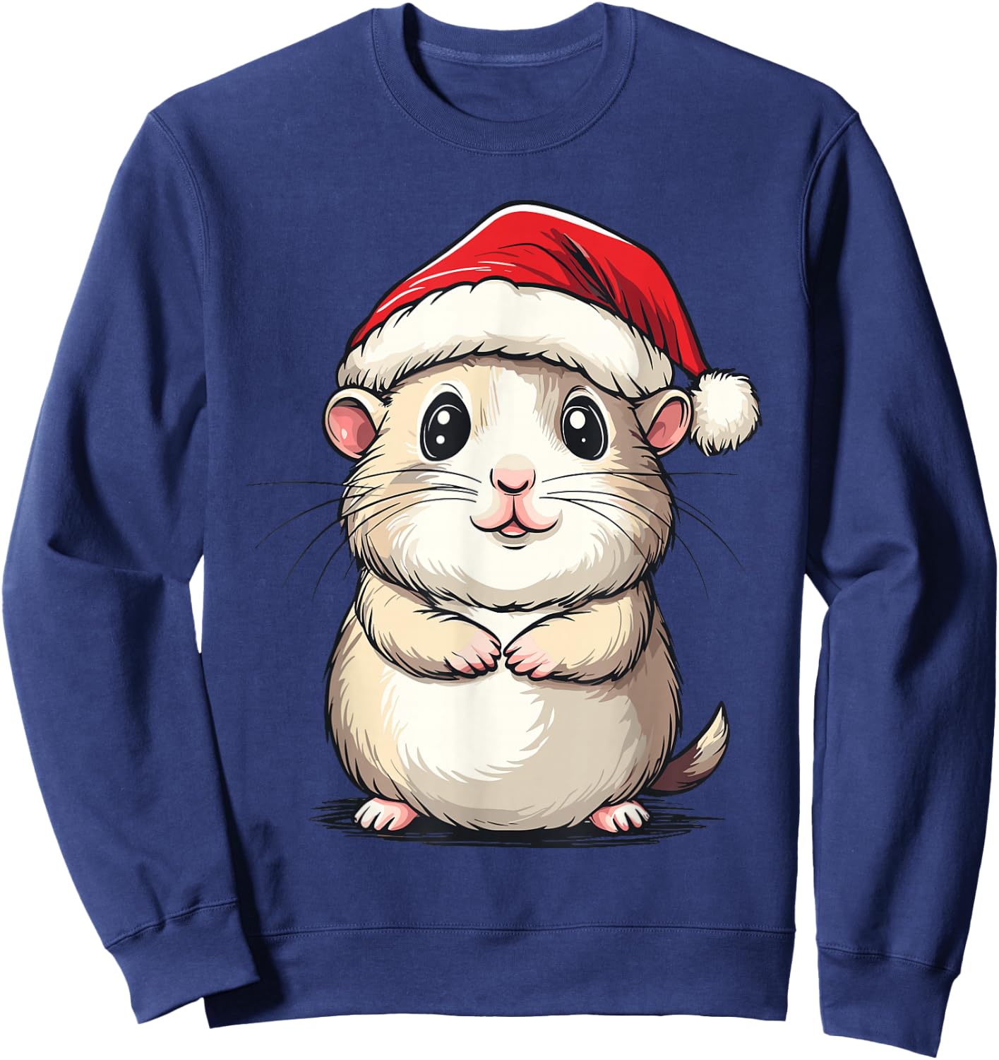 Hamster Santa Hat Pet Lover Boys Girls Kids Christmas Pajama Sweatshirt - Sweatshirt | Navy