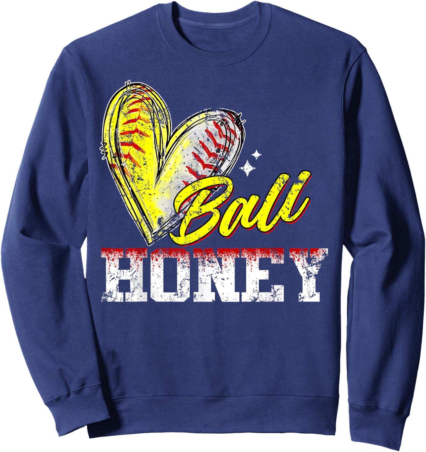 Ball Honey Heart Funny Baseball Softball Honey Sweatshirt - Sweatshirt | Navy