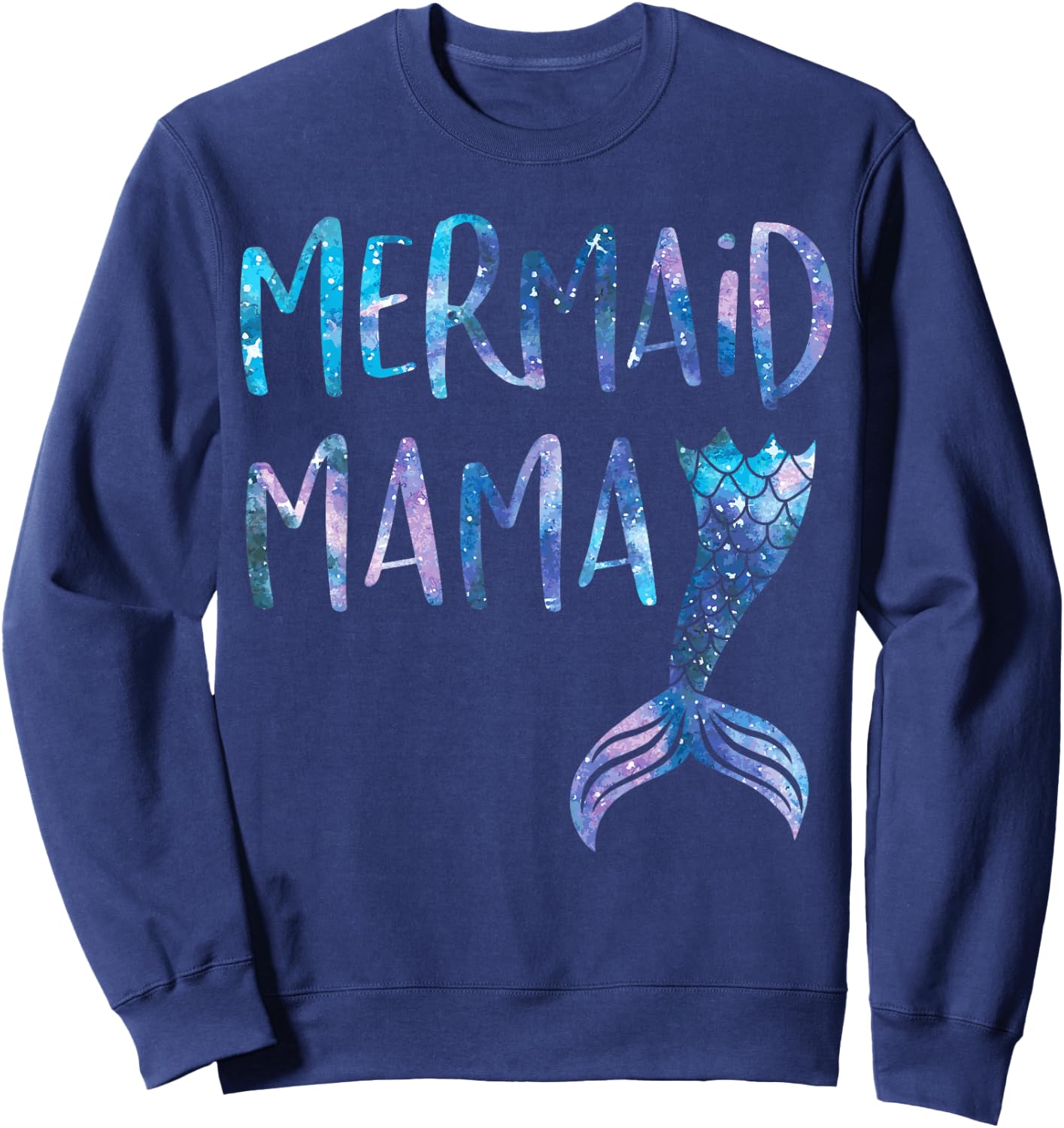 Mermaid Mama Tail Matching Mermaid Squad Birthday Party Sweatshirt - Sweatshirt | Navy