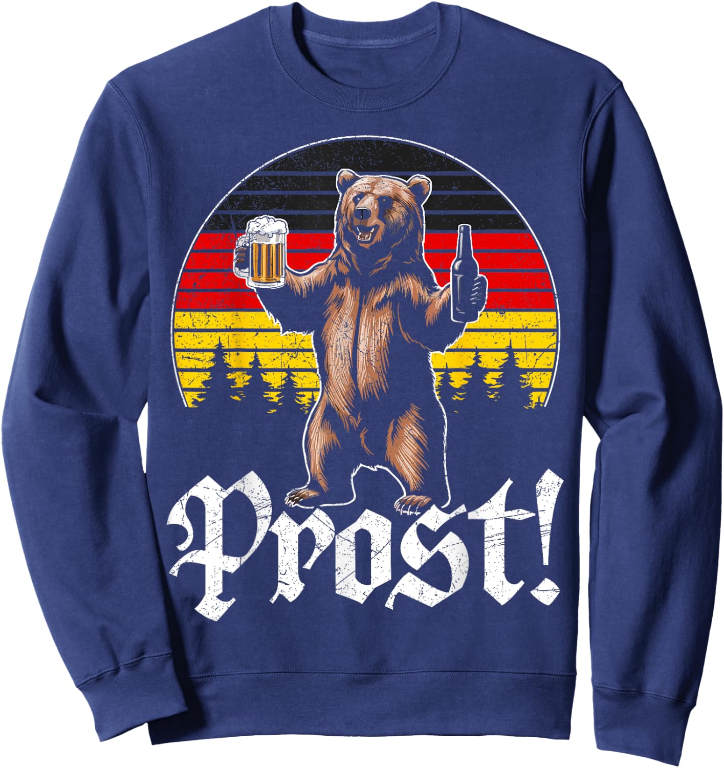 Funny Oktoberfest Cheers Bear Retro Vintage Drinking Costume Sweatshirt - Sweatshirt | Navy