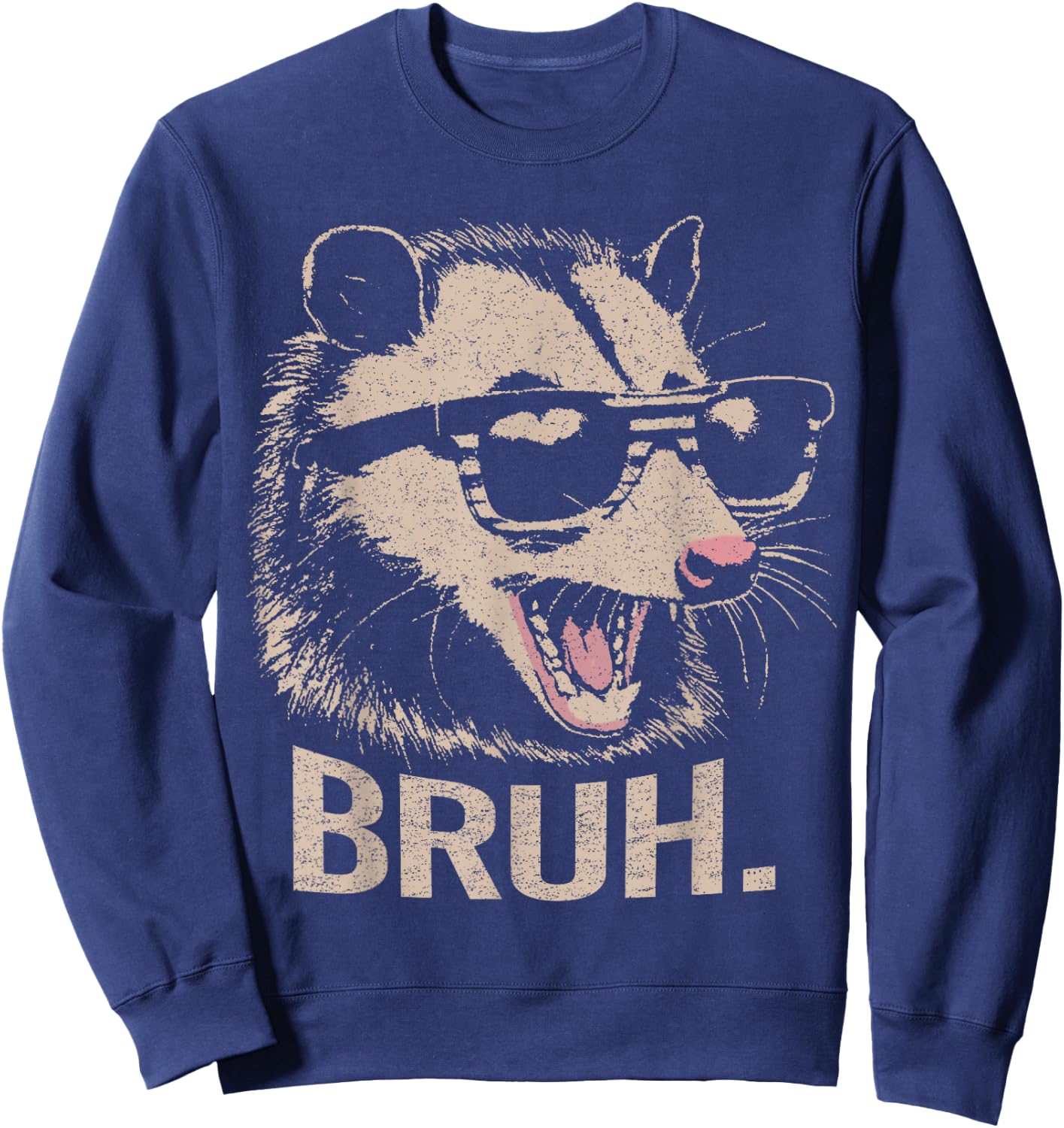 Bruh Opossum Funny Sunglasses Possum Lover Teens Slang Meme Sweatshirt - Sweatshirt | Navy