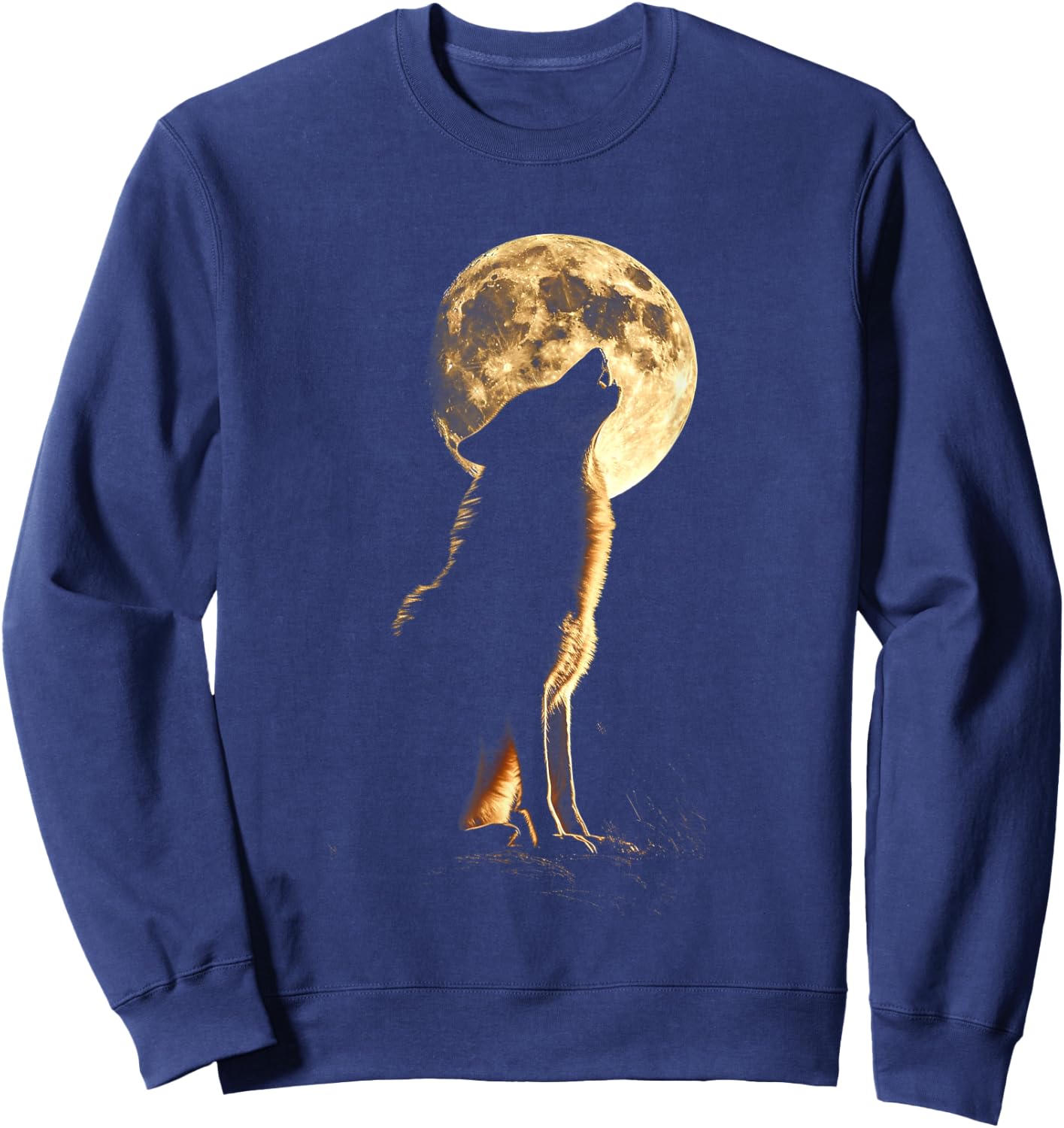 Wolf Howling At The Moon Retro Animals Lone Wolves Lovers Sweatshirt - Sweatshirt | Navy