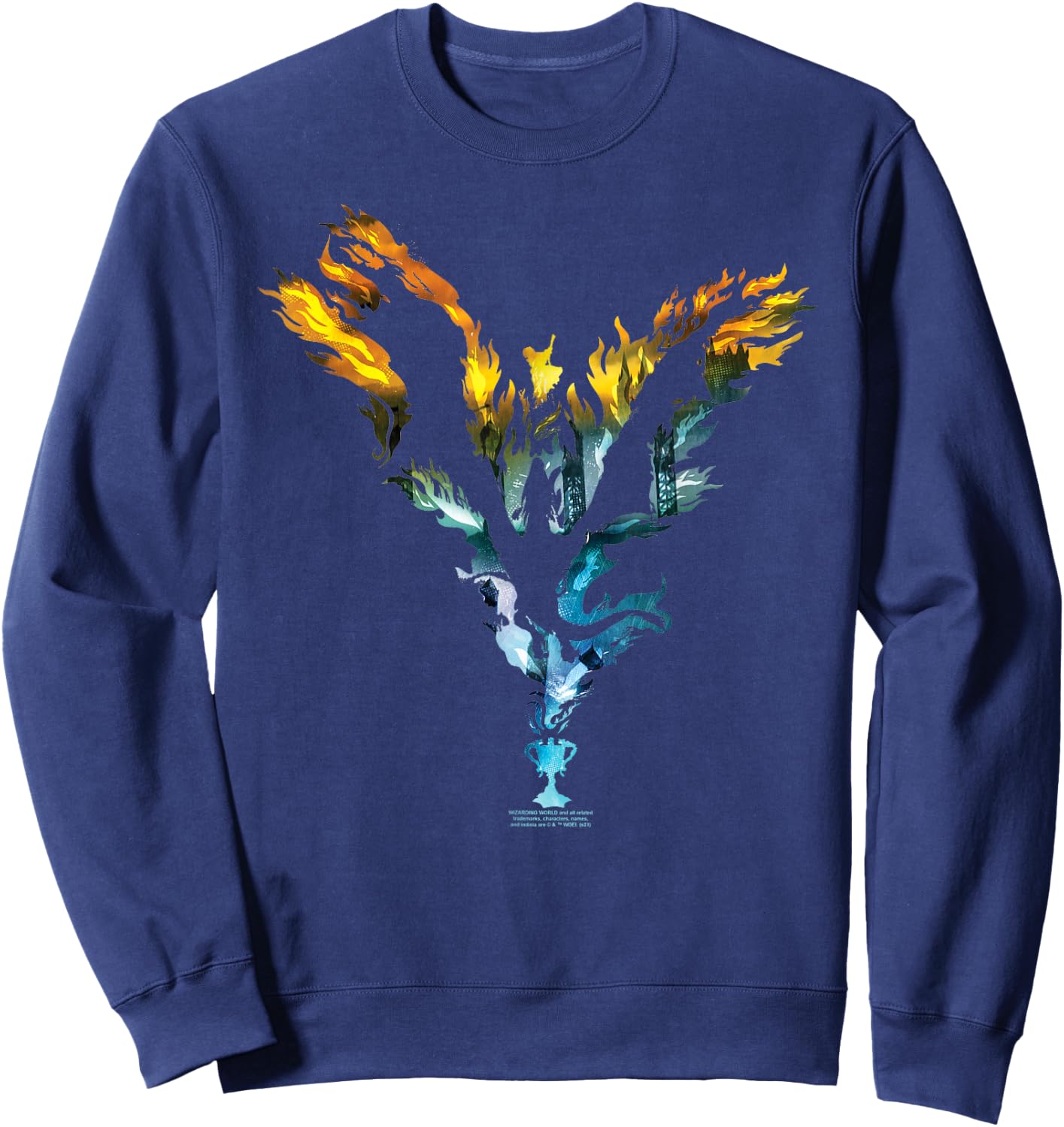 Harry Potter Goblet of Fire Dragon Colour Flames Sweatshirt - Sweatshirt | Navy