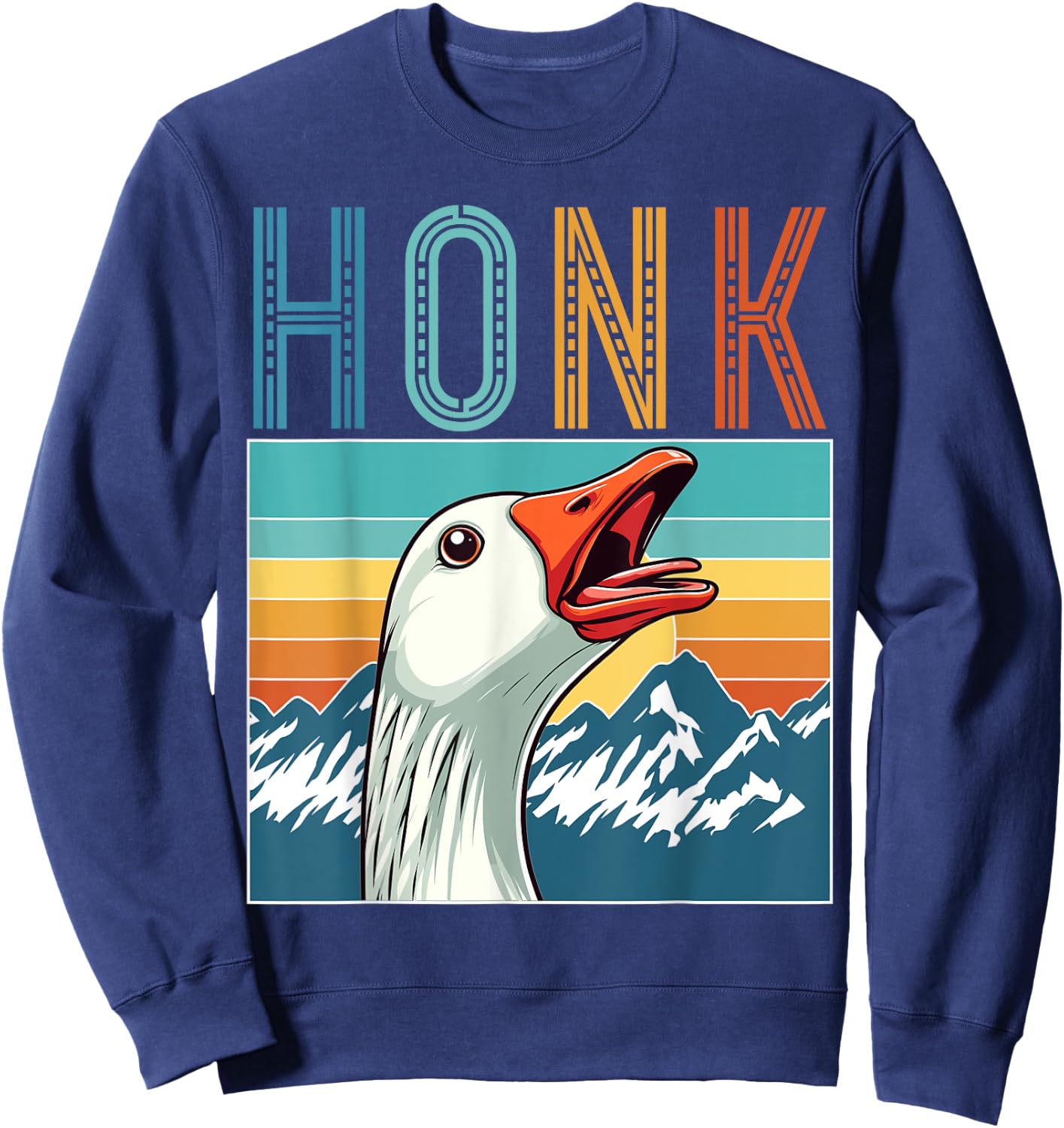 Funny Goose Honk Retro Vintage Sweatshirt - Sweatshirt | Navy