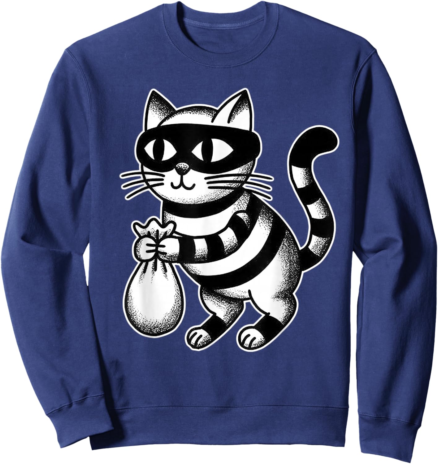 Cat Burglar Kitten Kitty Moneybag Blackwork Sweatshirt - Sweatshirt | Navy