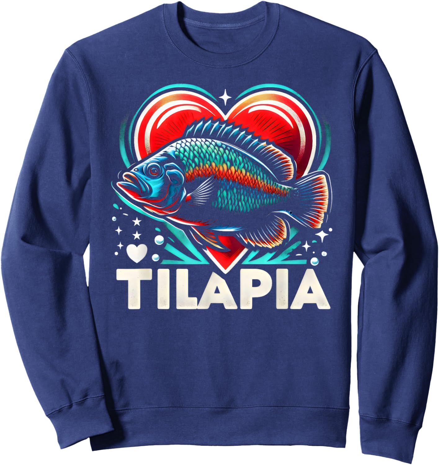 I Love Tilapia - Retro Fish Design Sweatshirt - Sweatshirt | Navy