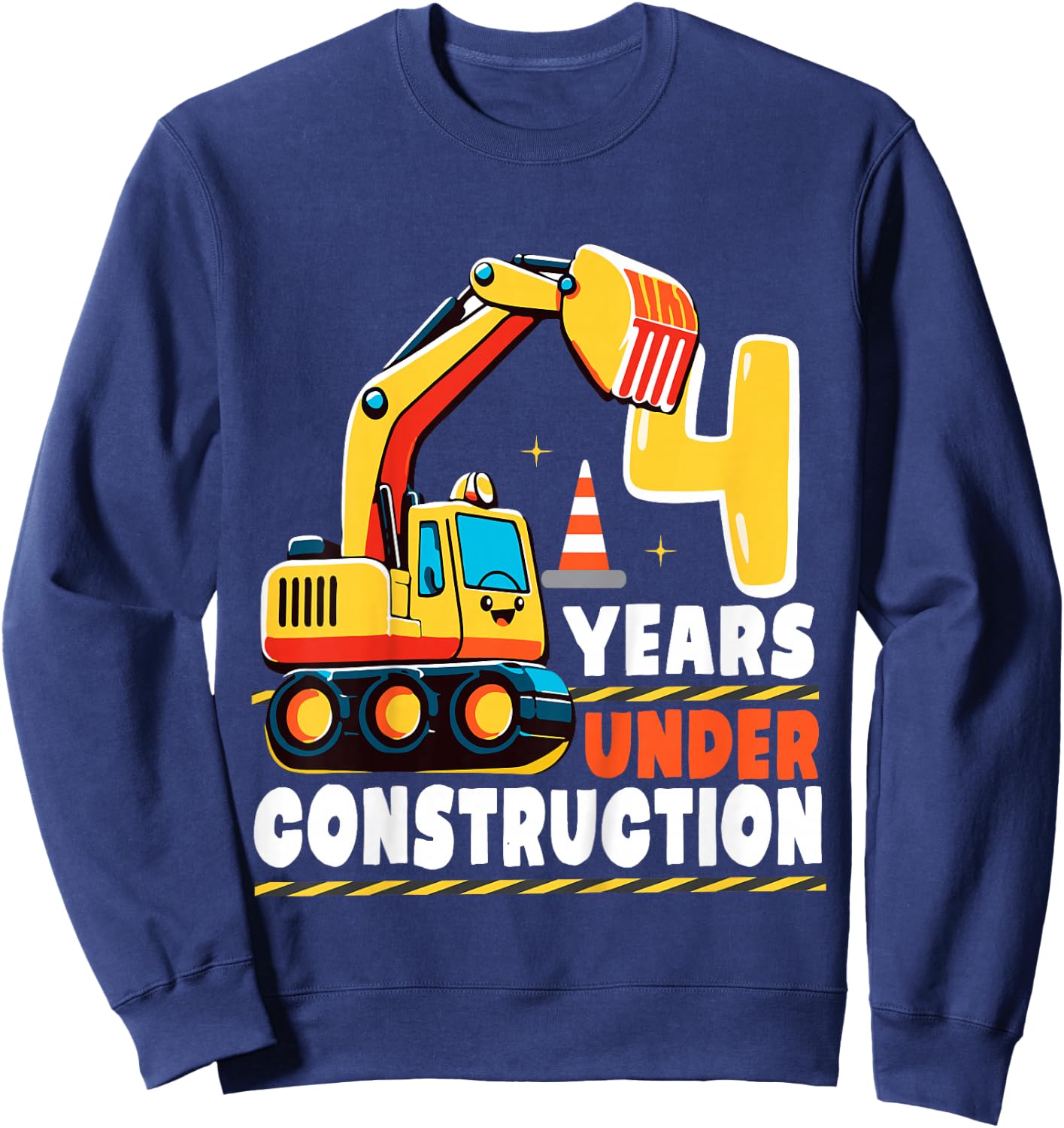 Kids 4 Years Under Construction Boy Four Year Old 4th Birthday Sweatshirt - Sweatshirt | Navy