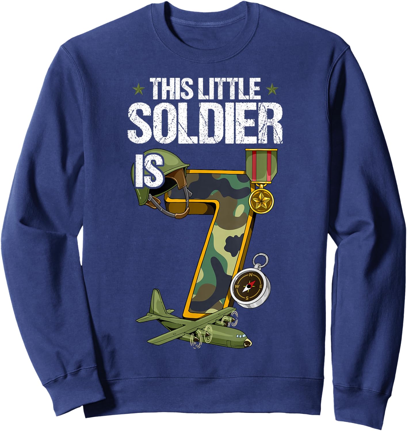 7th Birthday Army Sweatshirt - Sweatshirt | Navy