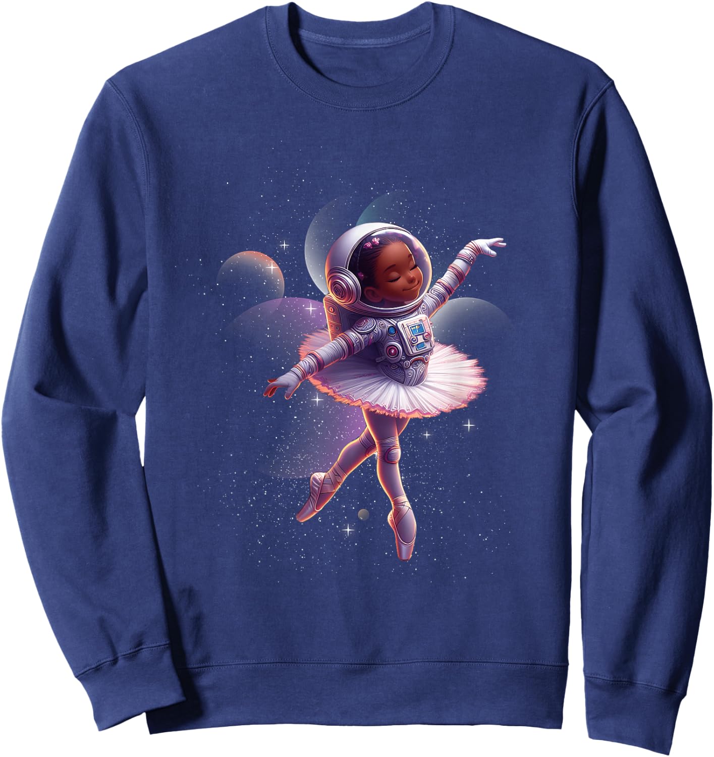 Ballerina Girl Space Astronaut Dancing Girl Dancer Sci-fi Sweatshirt - Sweatshirt | Navy