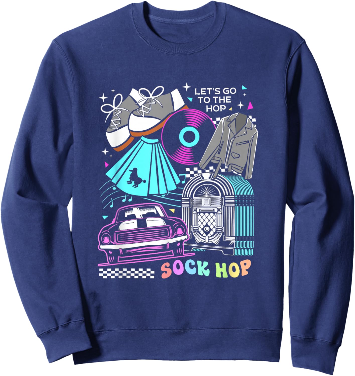 Lets Go To The Hop 50s Party Women Sock Hop Sweatshirt - Sweatshirt | Navy