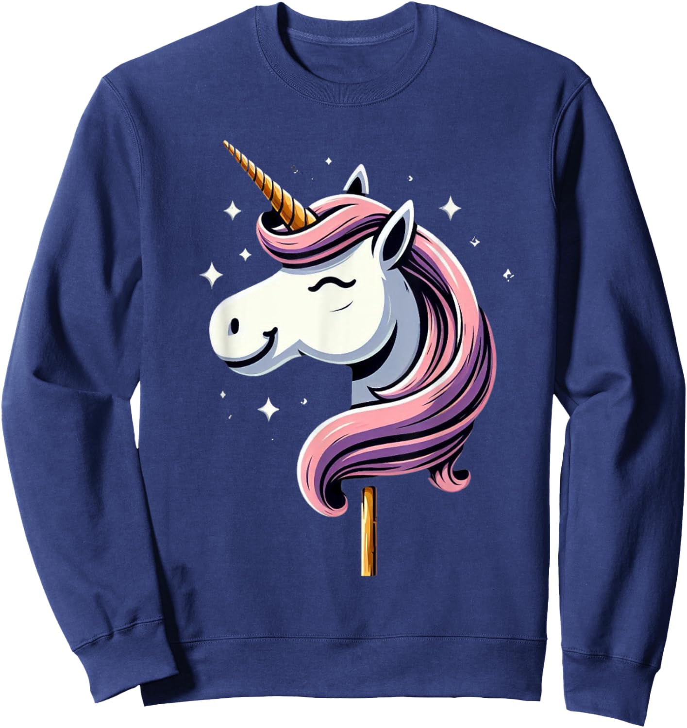 Unicorn Riding Stick Horse Boys Girls Men Women Kids Adults Sweatshirt - Sweatshirt | Navy