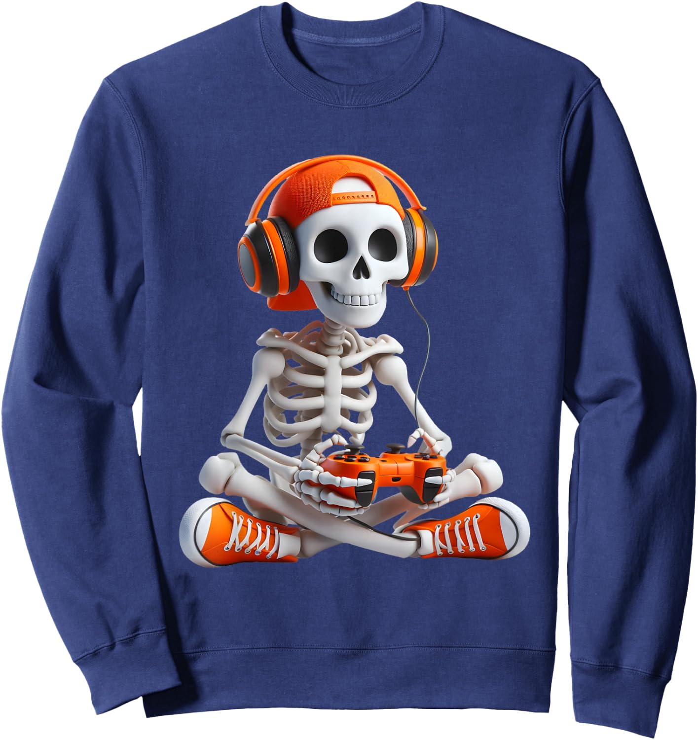 Gaming Skeleton Halloween Gamer Video Games Boys Men Kids Sweatshirt - Sweatshirt | Navy