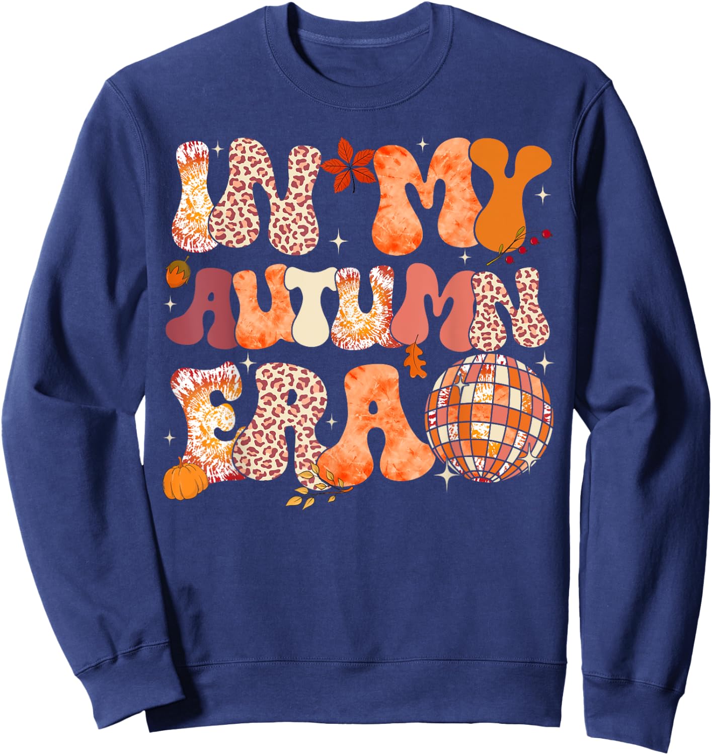 In My Autumn Era Leopard Tie Dye Thanksgiving Autumn Fall Sweatshirt - Sweatshirt | Navy