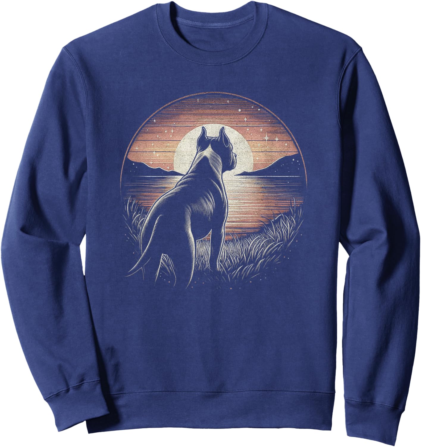 Vintage American Staffordshire Terrier Dog Art Design Sweatshirt - Sweatshirt | Navy