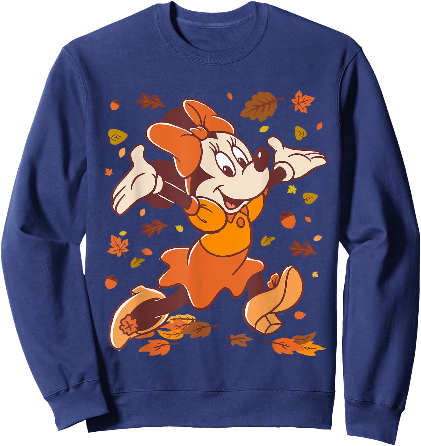 Disney Minnie Mouse Strolling Through Autumn Leaves Fall Sweatshirt - Sweatshirt | Navy