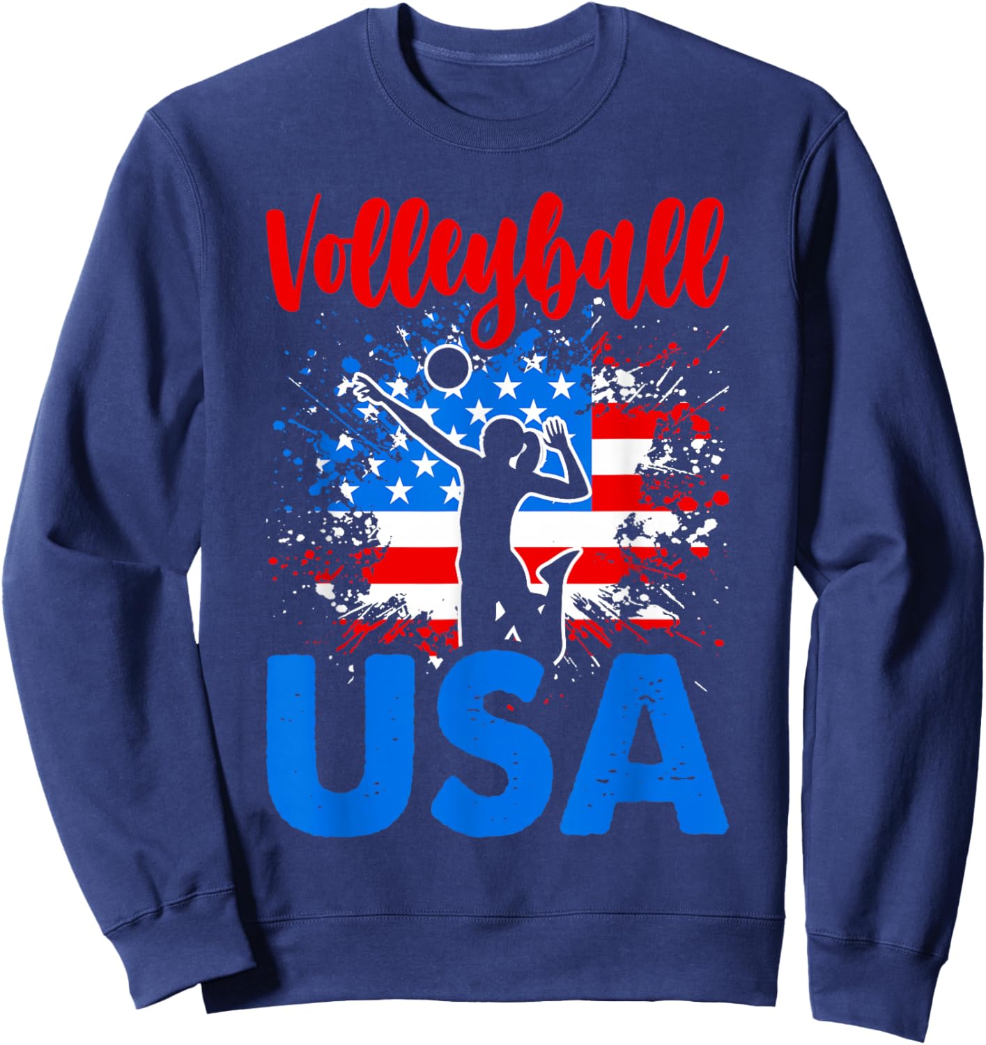 Volleyball USA Flag Support theTeam Flag Sweatshirt - Sweatshirt | Navy