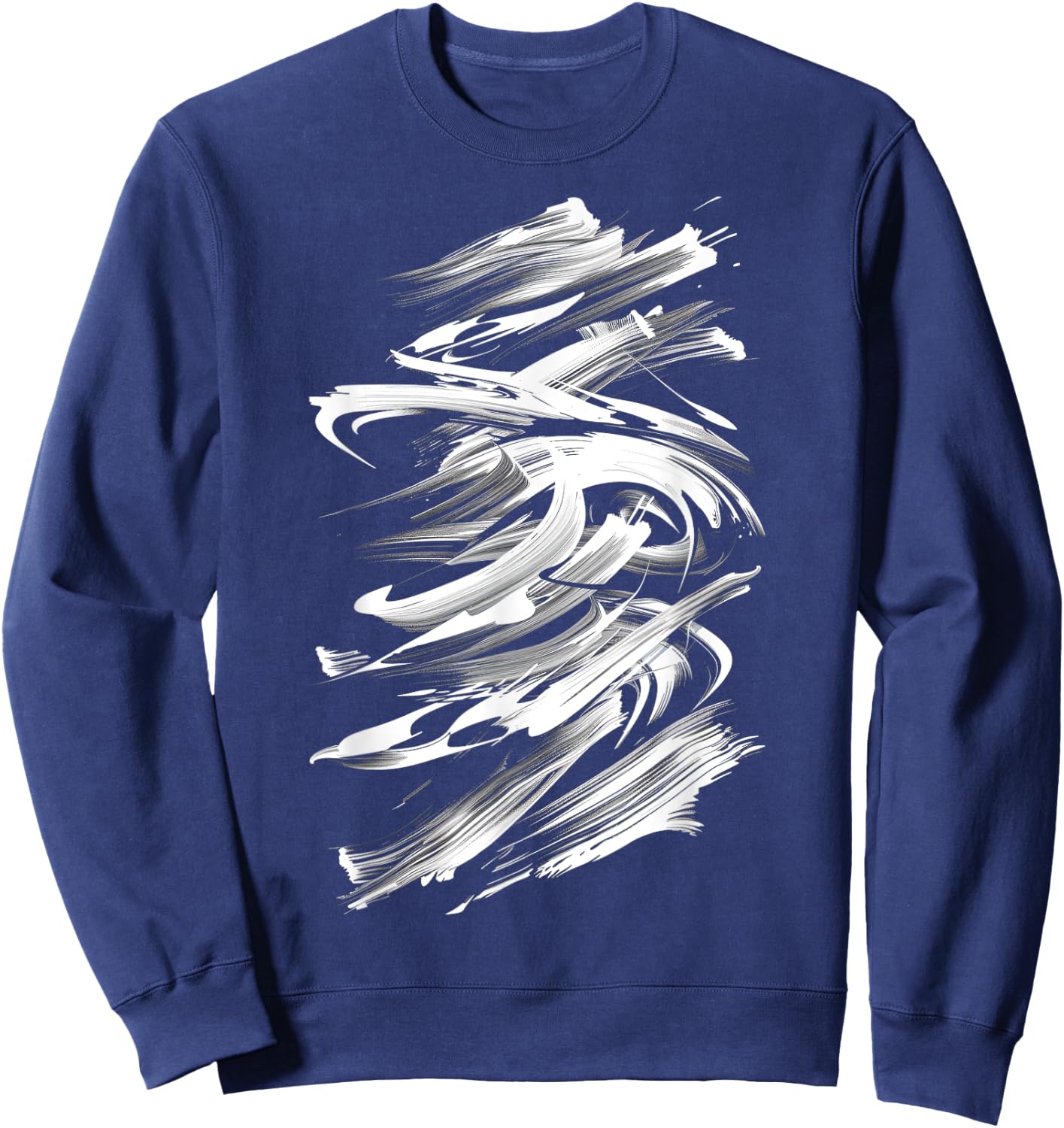 Black And White Brushstrokes Graphic Sweatshirt - Sweatshirt | Navy