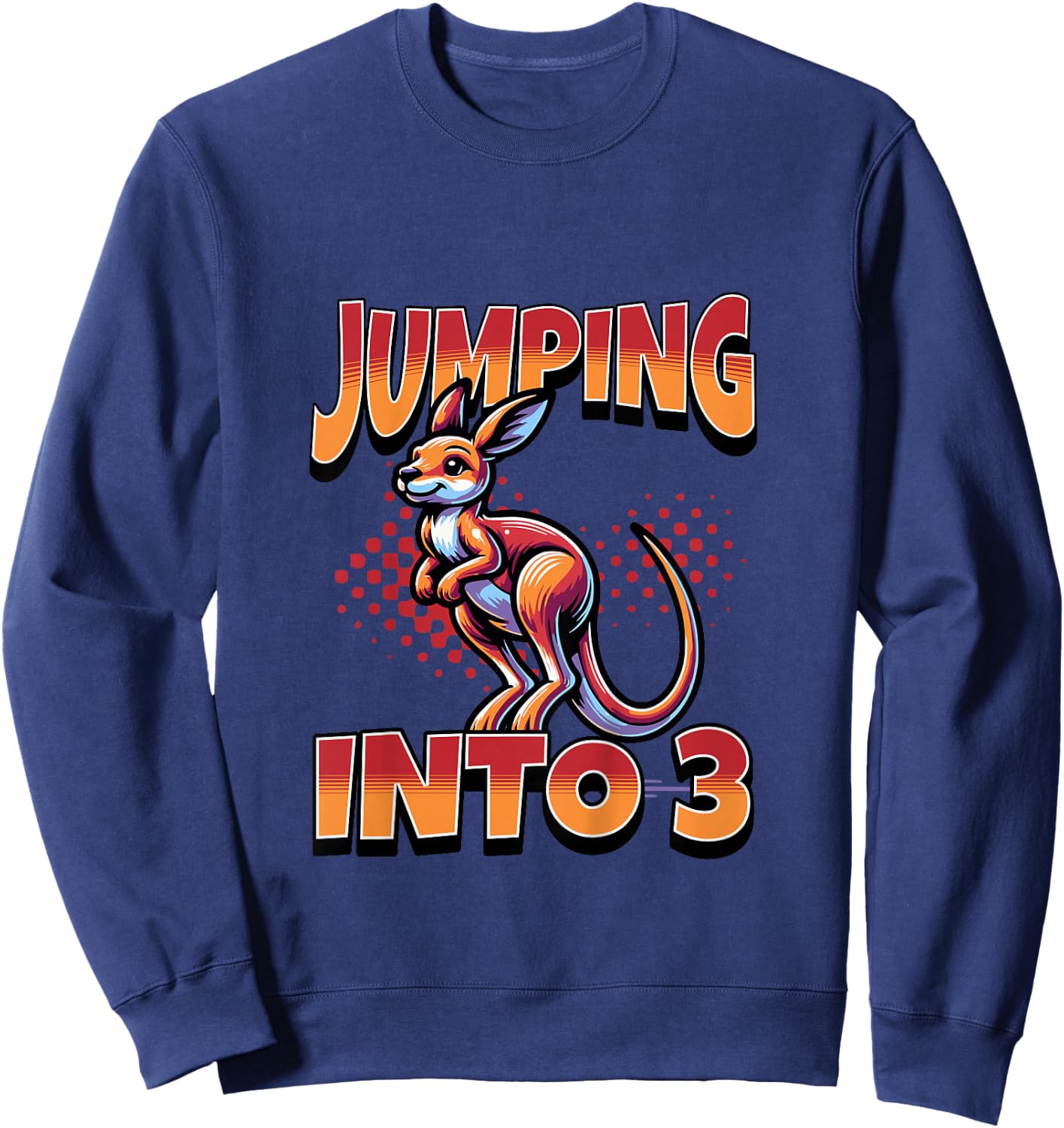 Kangaroo Jumping Into 3 Year Old 3rd Birthday Boy Girl Sweatshirt - Sweatshirt | Navy