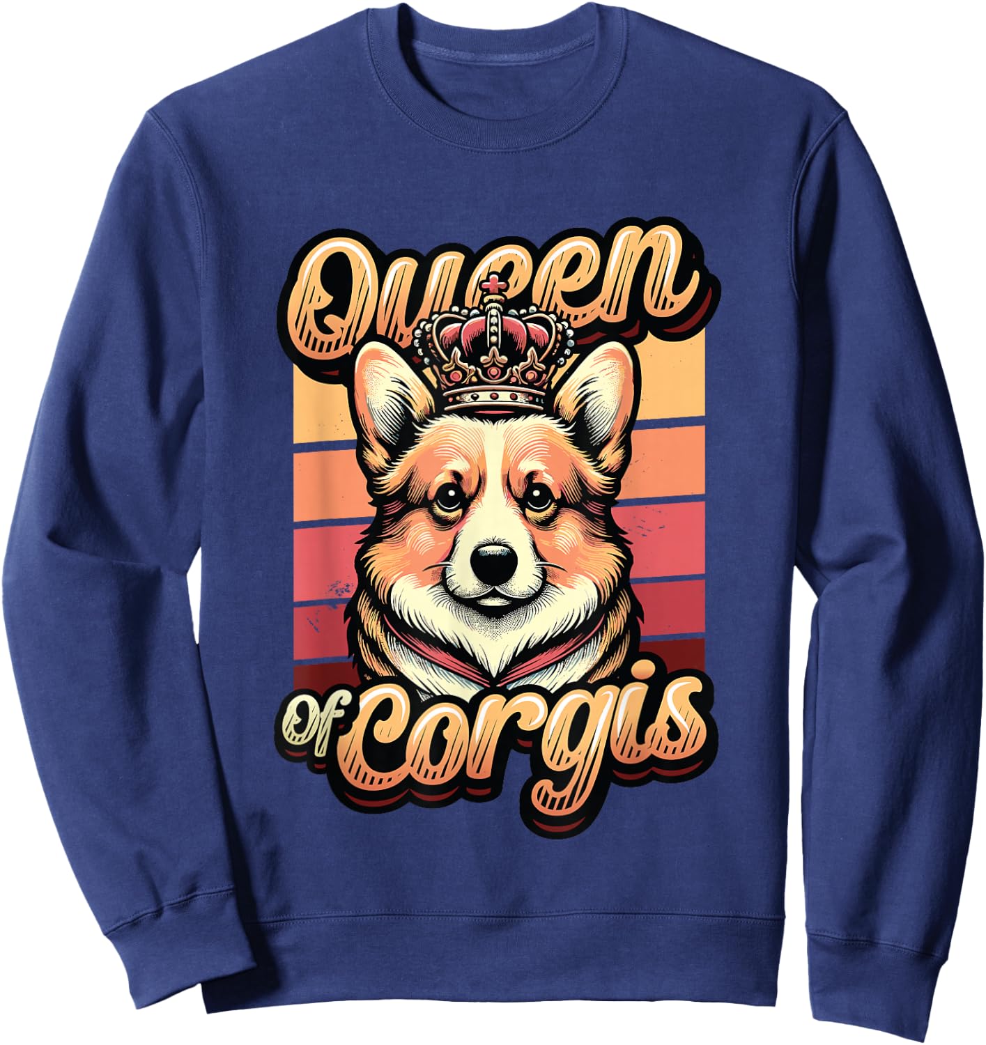 Corgi Girls Queen Of Corgis Sweatshirt - Sweatshirt | Navy