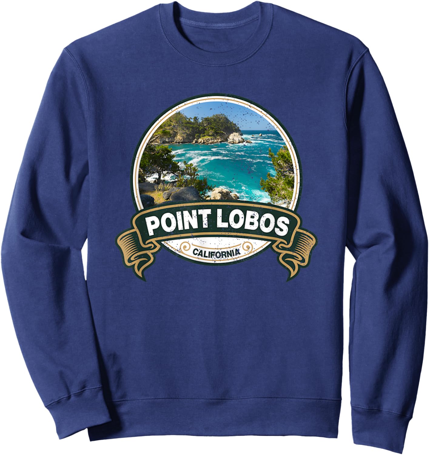 Vintage Nature Point Lobos California Travel Badge Sweatshirt - Sweatshirt | Navy