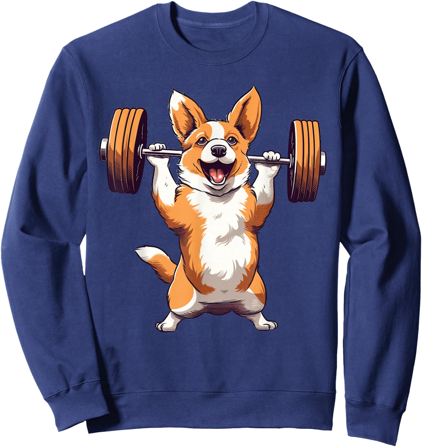 Corgi Dog Powerlifting Weightlifting Gym Workout Sweatshirt - Sweatshirt | Navy