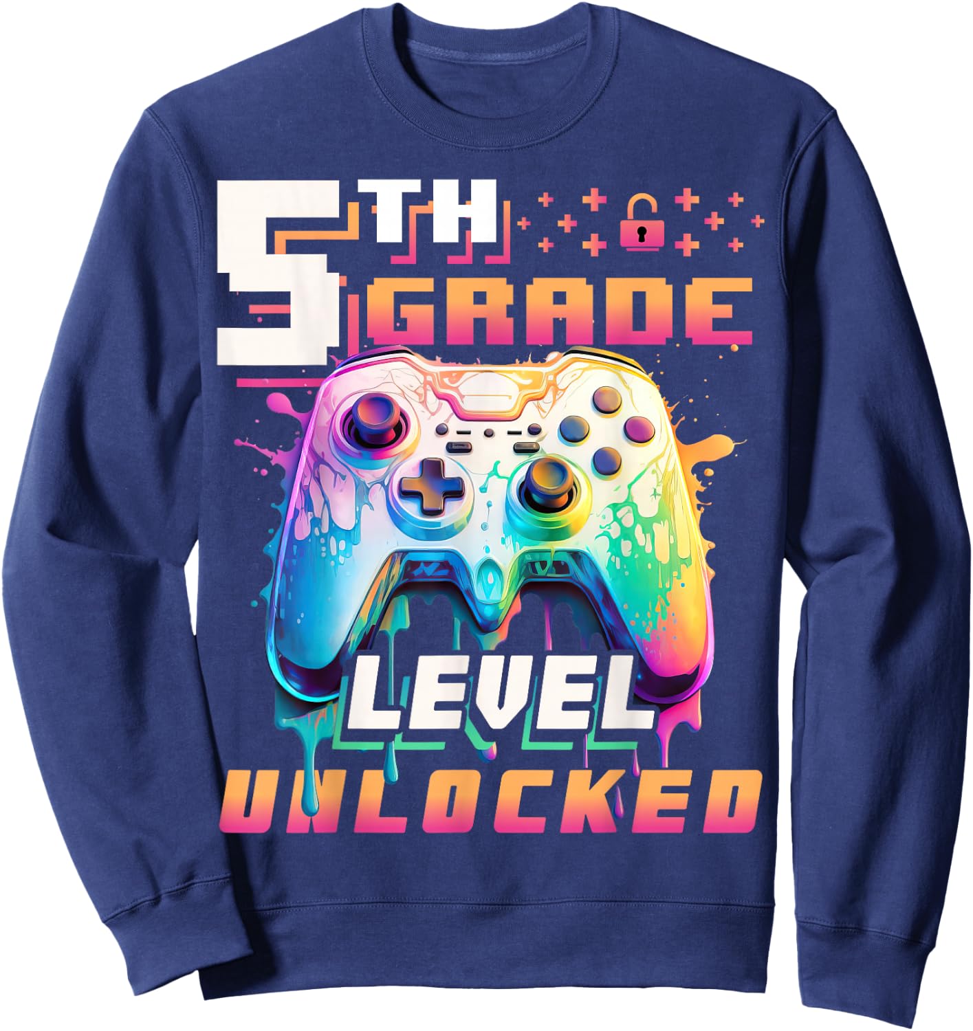 Back to School 5th Grade Boys Gamer First Day School Level Sweatshirt - Sweatshirt | Navy