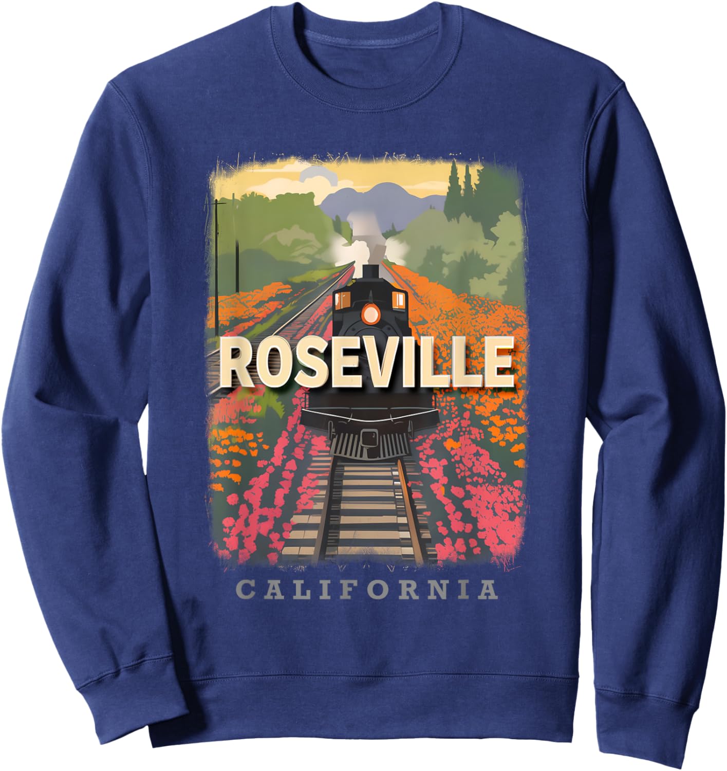 Roseville California CA Historic Railroads SD234 Sweatshirt - Sweatshirt | Navy