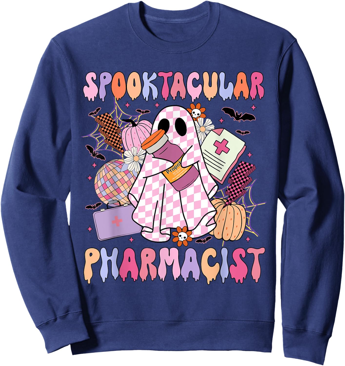 Spooktacular Pharmacist Spooky Halloween Pharmacy Week Sweatshirt - Sweatshirt | Navy