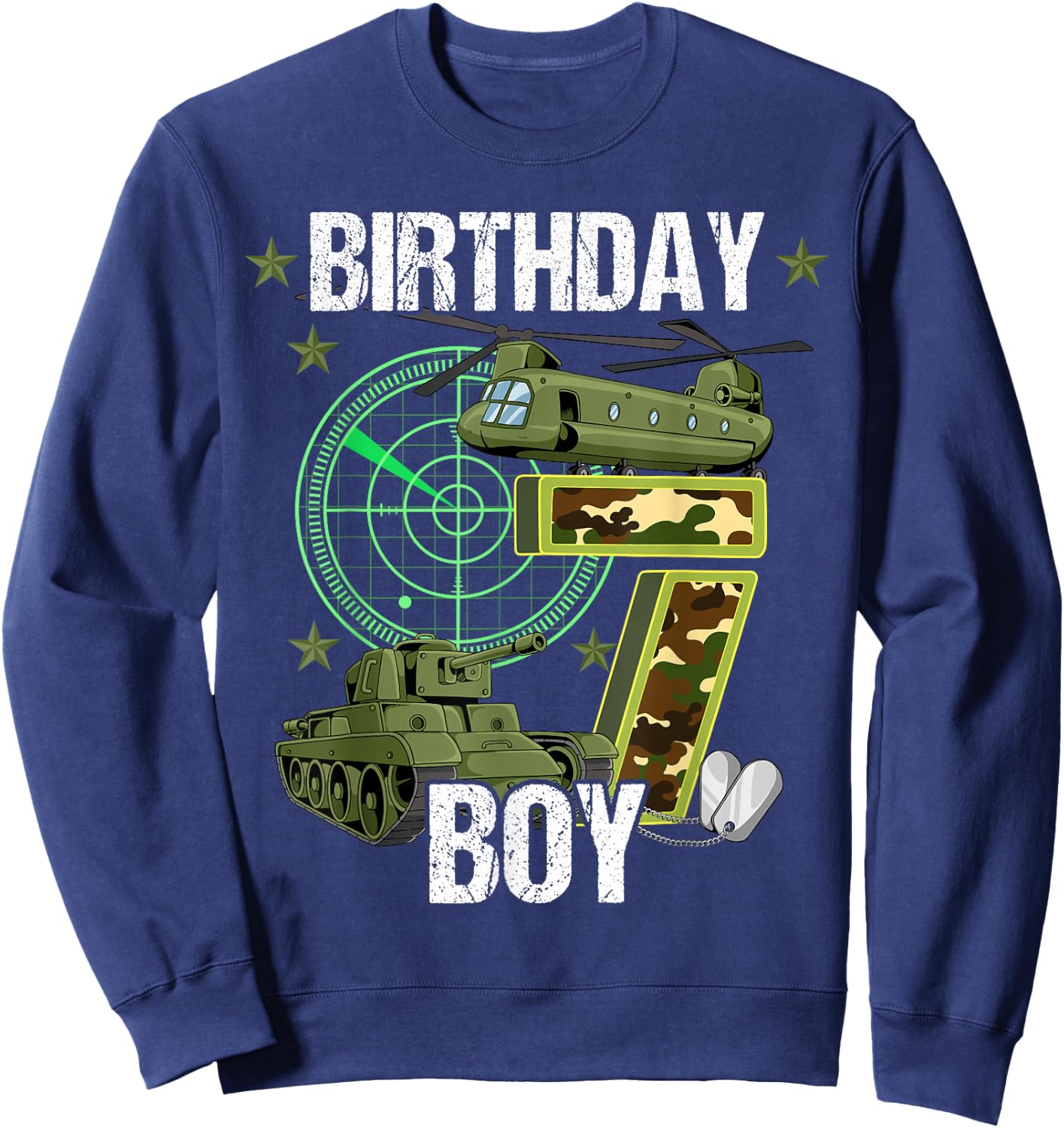 7th Birthday Army Sweatshirt - Sweatshirt | Navy