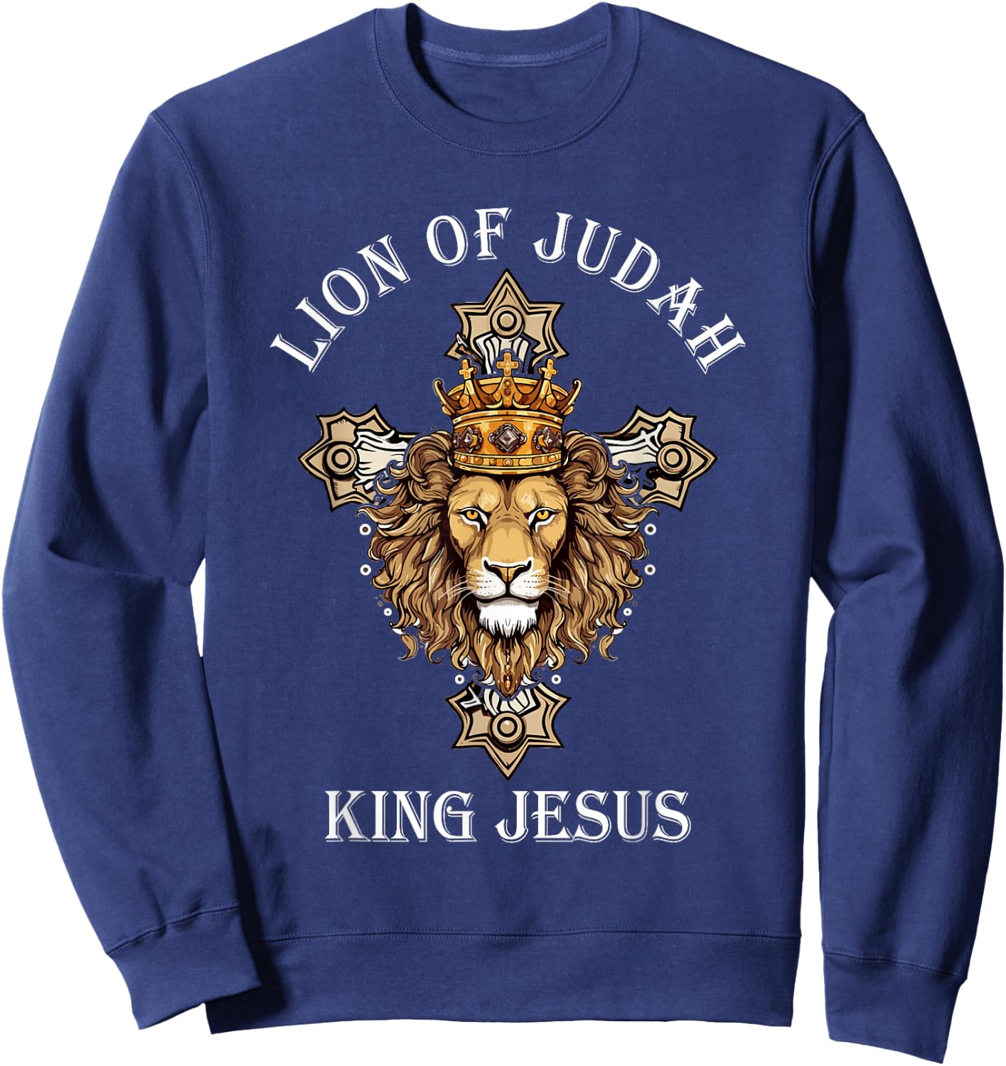 Jesus Lion, The Lion Of Judah, Revelations 5 Sweatshirt - Sweatshirt | Navy
