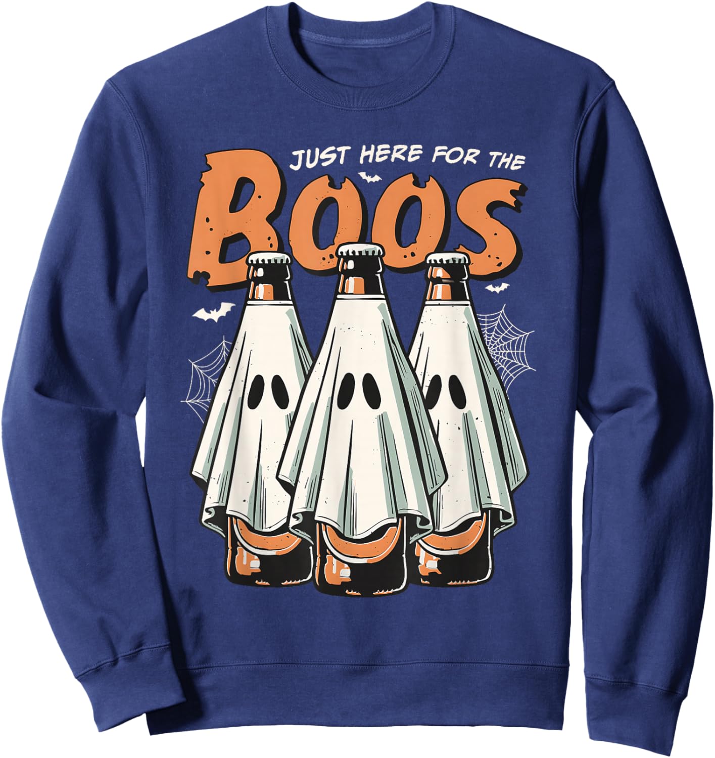 Here for the Boos Halloween Booze Ghost Beer Bottles Sweatshirt - Sweatshirt | Navy
