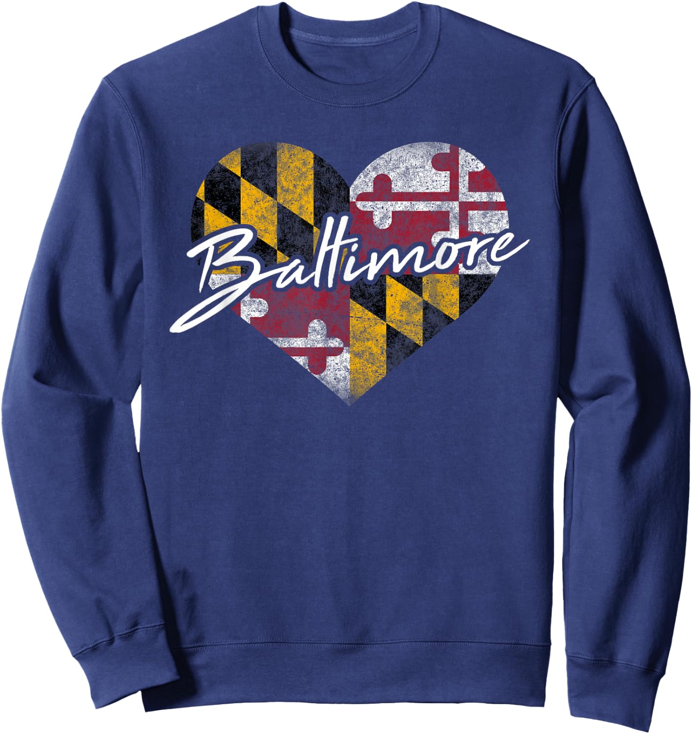 I Love Baltimore State of Maryland Flag Heart Gift Sweatshirt - Sweatshirt | Navy