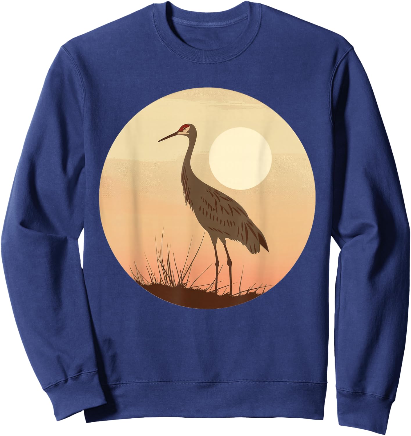 Sandhill Crane Vintage Sunset Sweatshirt - Sweatshirt | Navy