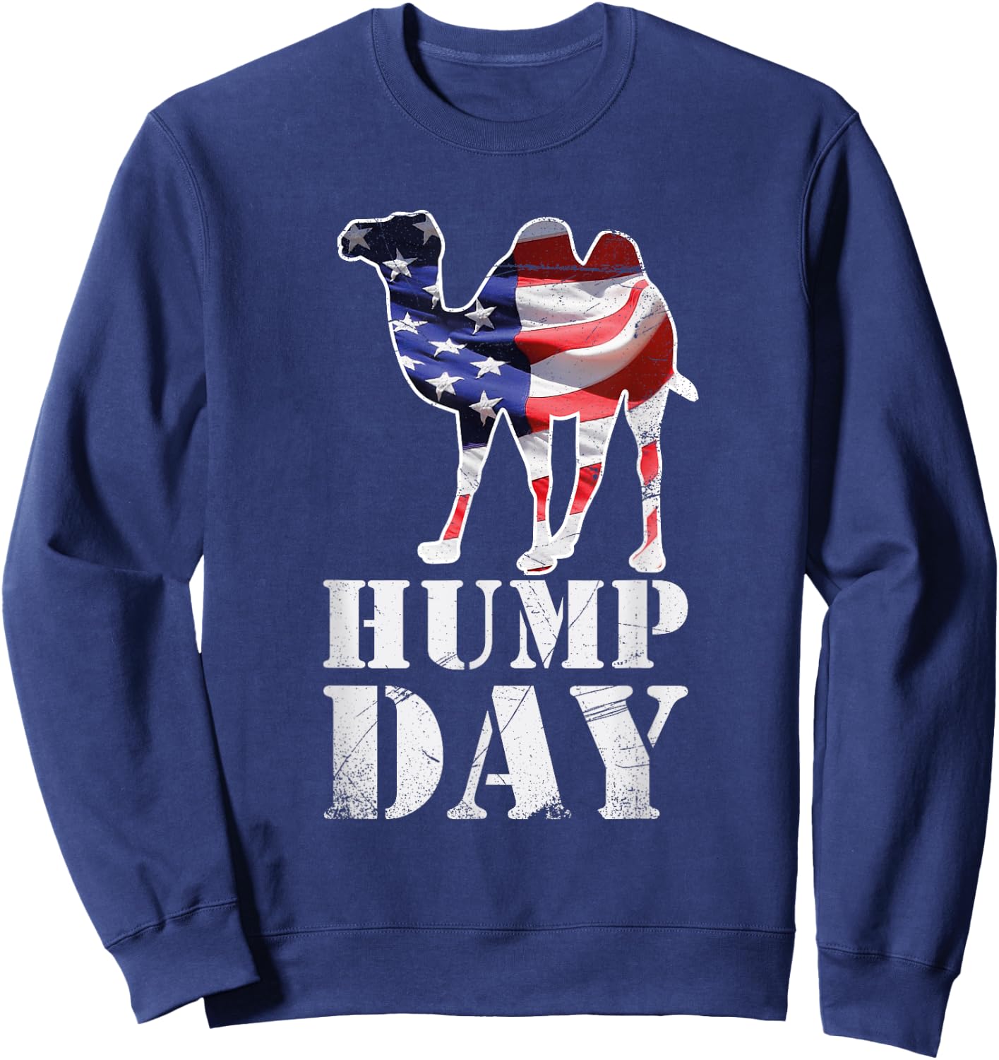 Hump Day American Flag Camel Themed Illustration Art Designe Kids Men Sweatshirt - Sweatshirt | Navy