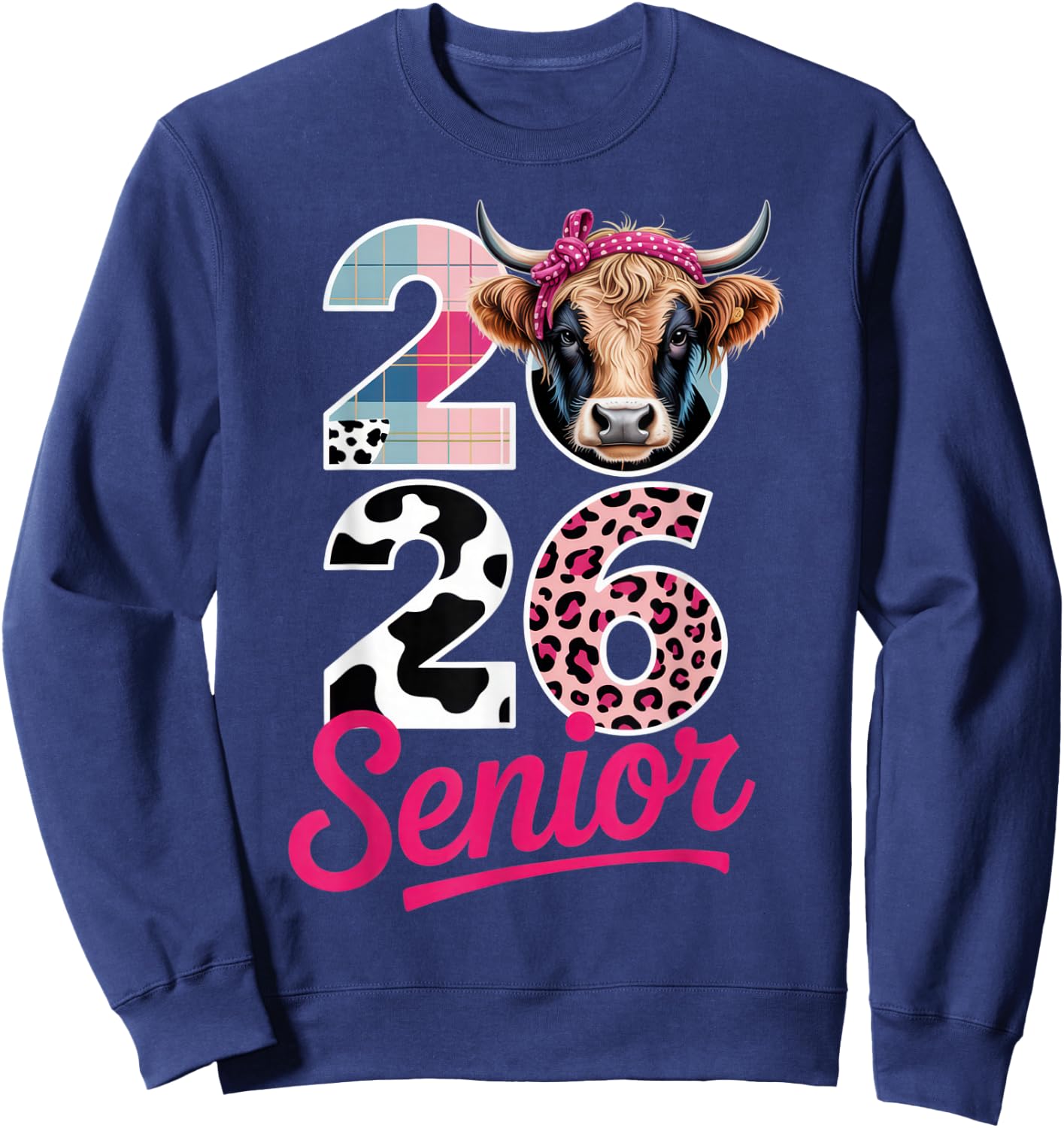 2026 Senior Cow Lovers Graduation Funny Class Shirt for Sweatshirt - Sweatshirt | Navy
