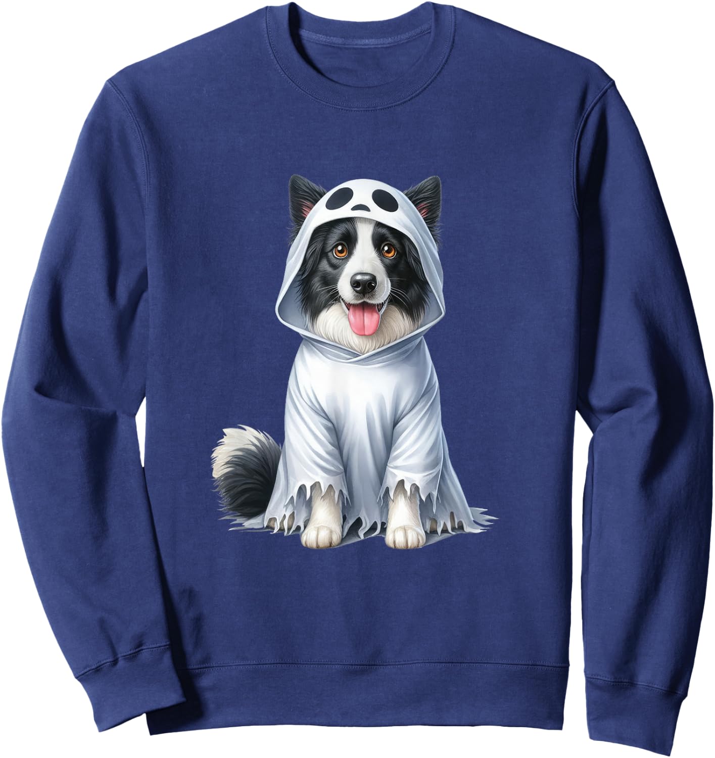 Halloween costume funny ghost dog border collie Sweatshirt - Sweatshirt | Navy