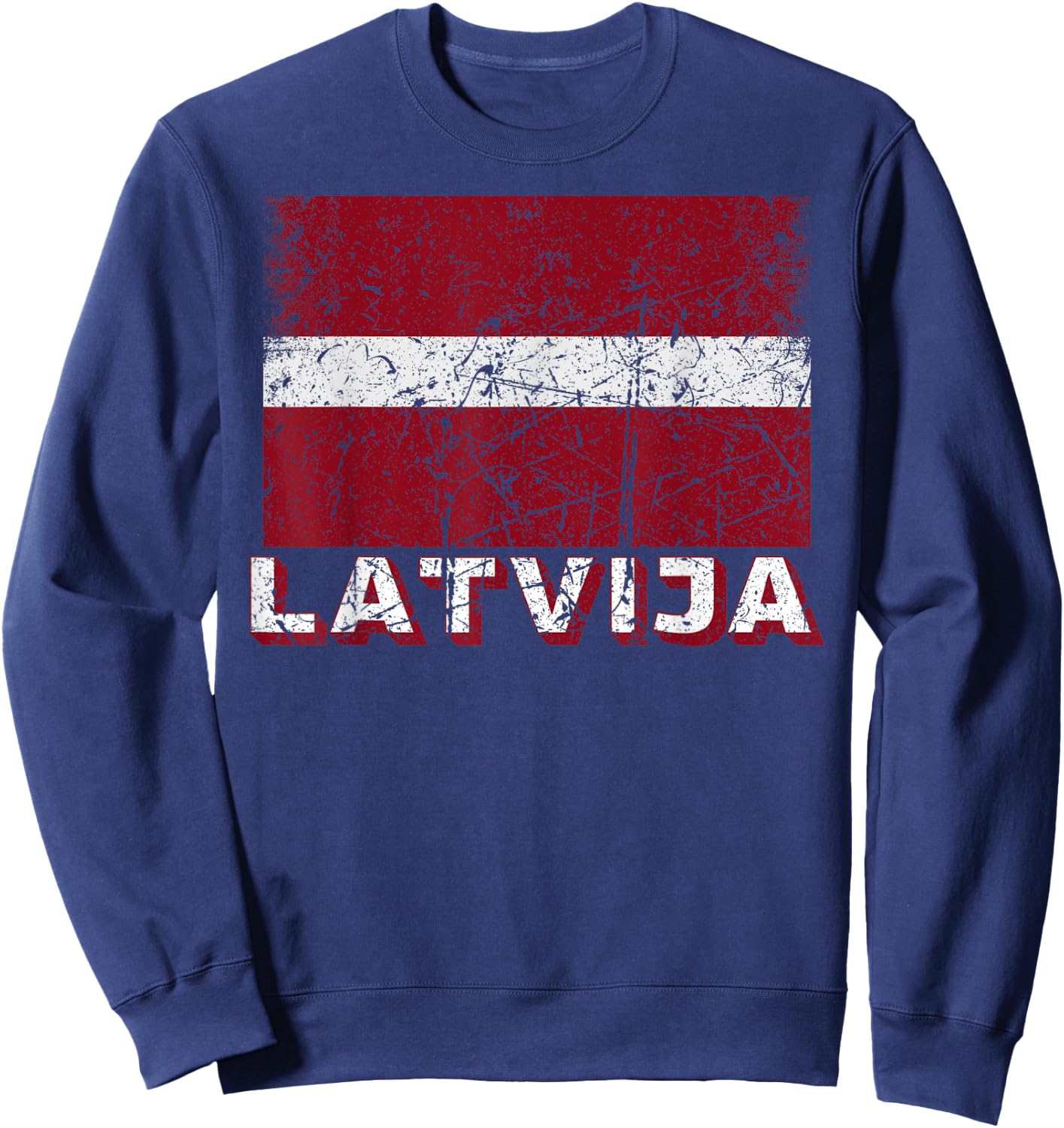 Latvian Flag Of Latvija Distressed Men Women Kids Latvia Sweatshirt - Sweatshirt | Navy
