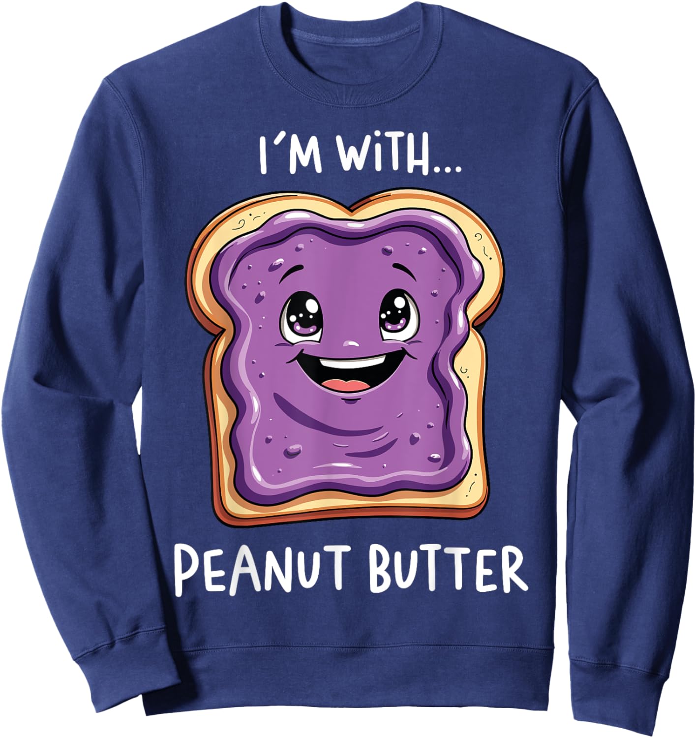 Matching Couple Halloween Peanut Butter The With I'm Jelly Sweatshirt - Sweatshirt | Navy