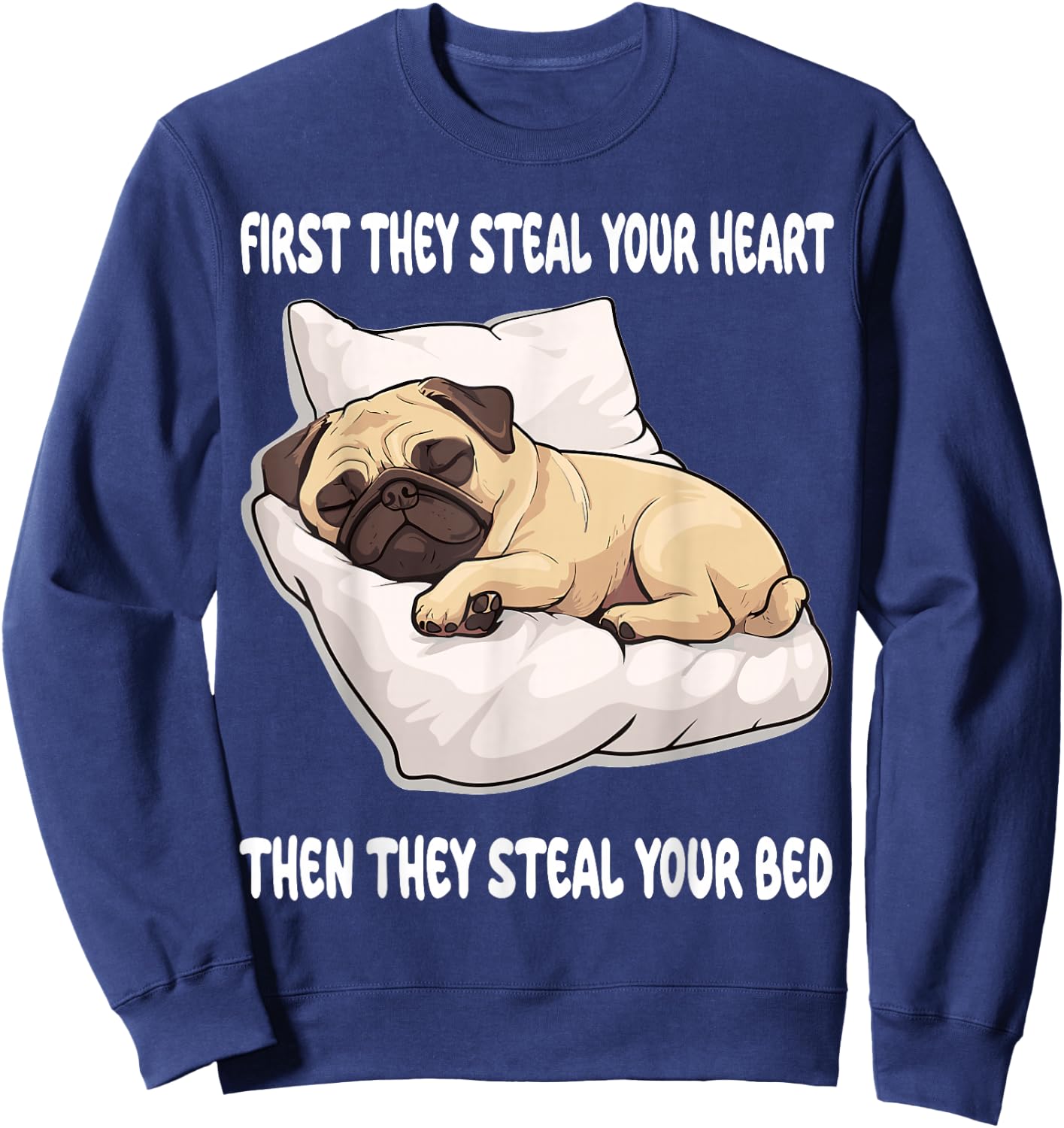 Pug Sleeping Pajamas Nightgown Sweatshirt - Sweatshirt | Navy